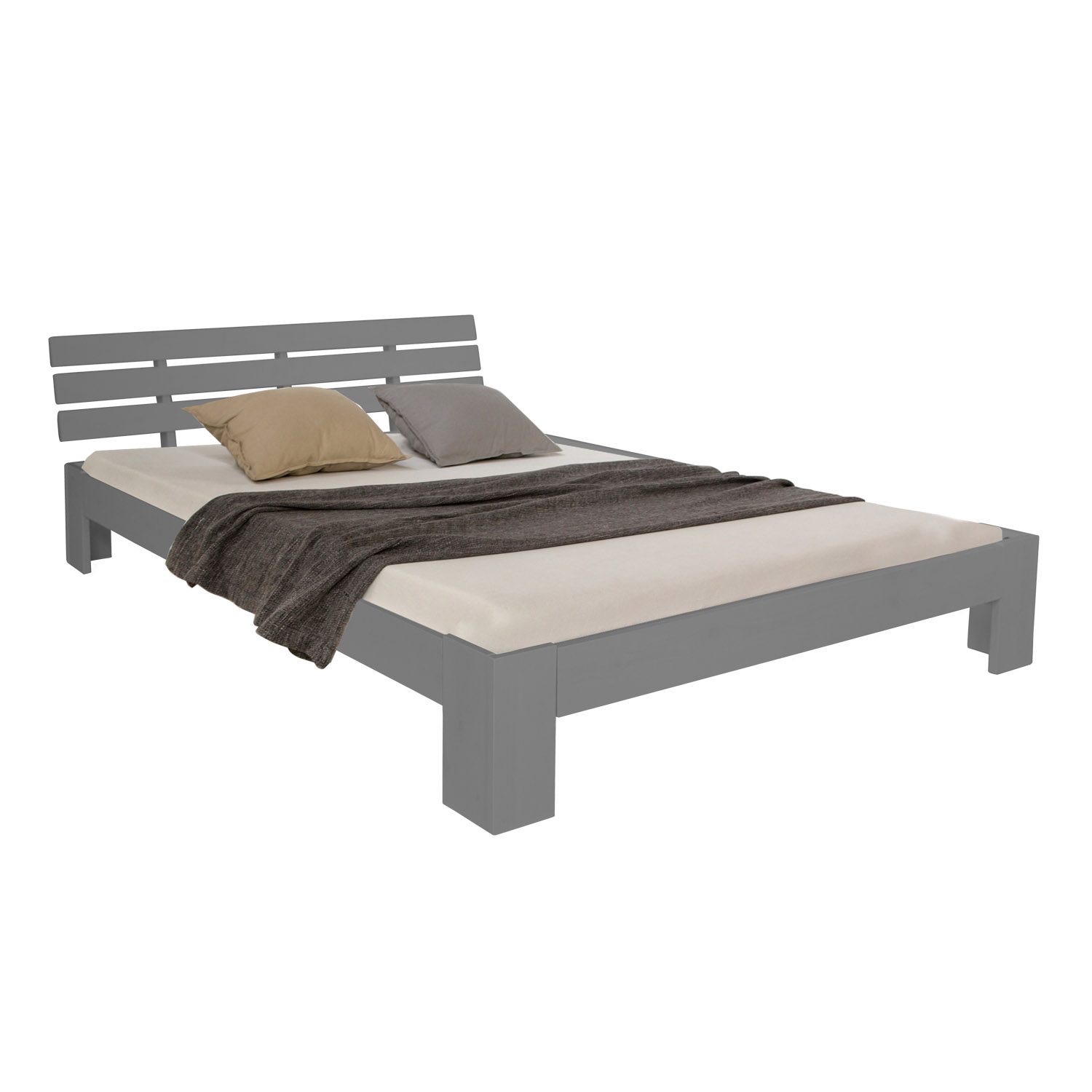 Double Bed Wooden Bed Futon Bed 160x200 Grey Pine Bed Bedstead Solid Wood