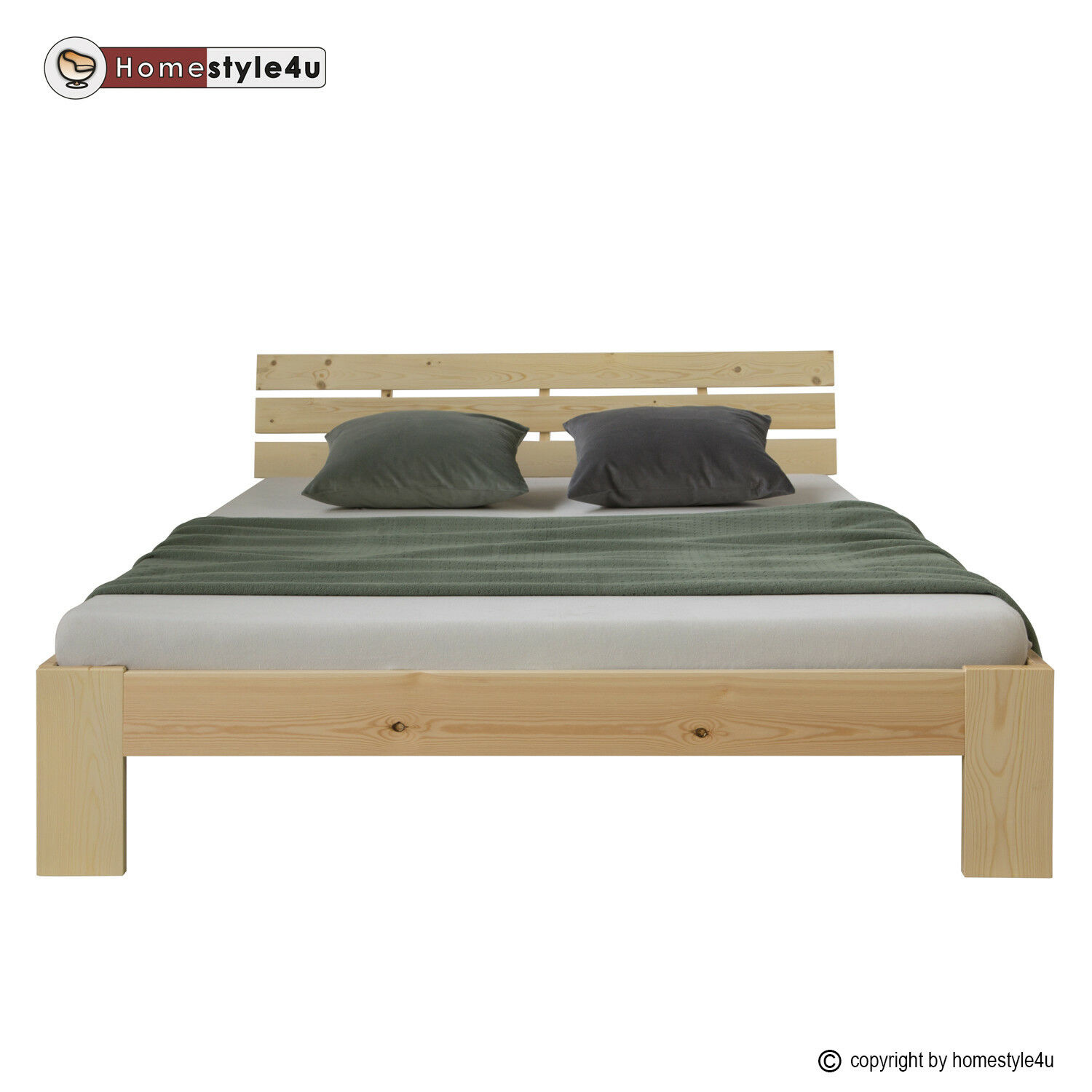 Wood Bed 140x200 cm Natural | Double Bed | with Slatted Frame | Solid | Kids Youth Guest Bedroom Wood Bed 160x200 cm Natural | Double Bed | with Slatted Frame | Solid | Kids Youth Guest Bedroom