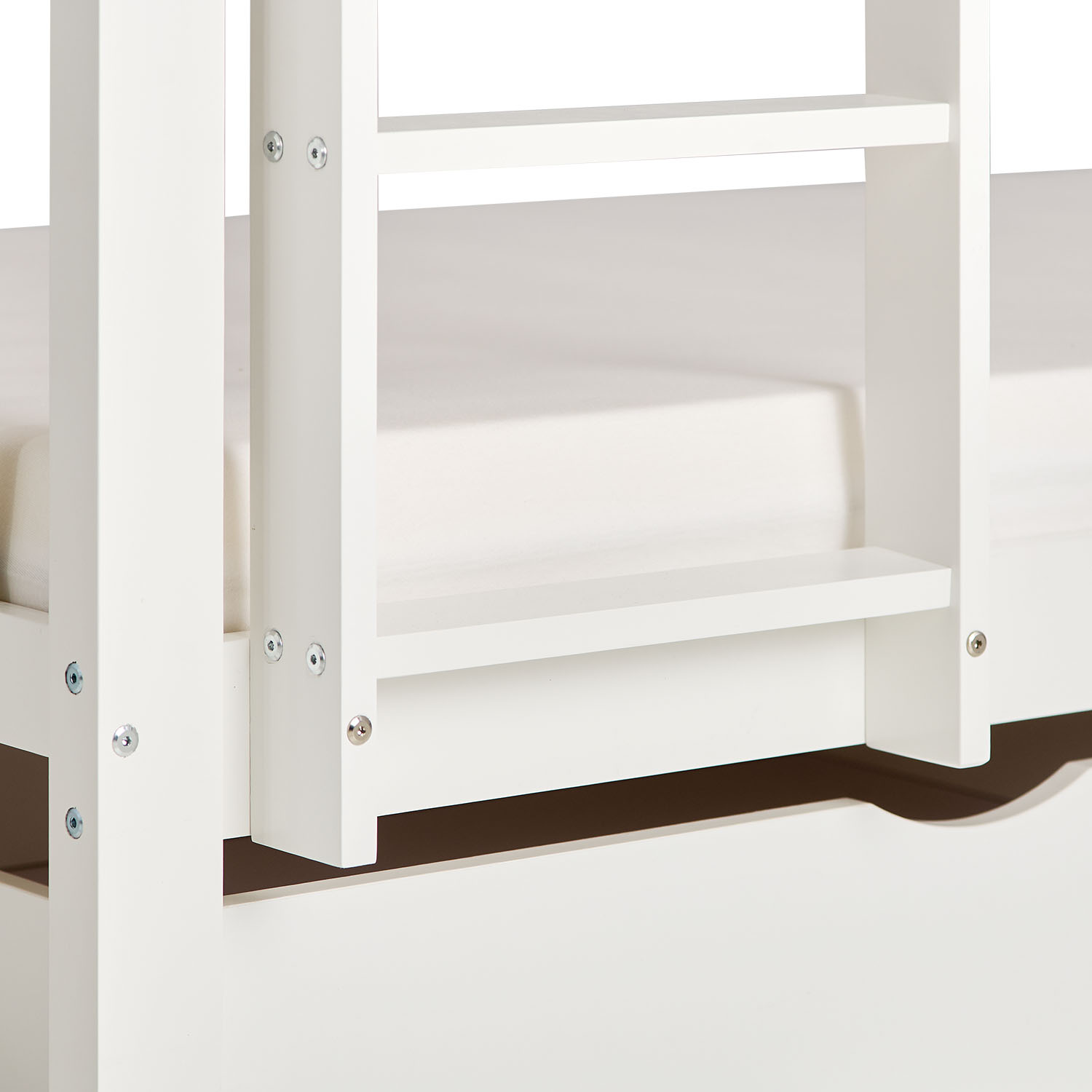 White Bunk Bed 90x200 cm | Children’s Bed with 2 Underbed Drawers | Safety Guard | Convertible | Solid Wood
