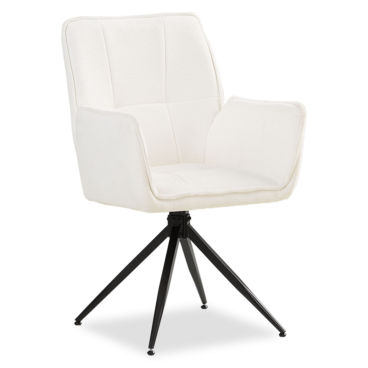 Upholstered Chair Chenille Wool White | single | swivel | with Armrests | Kitchen Dining Room Office