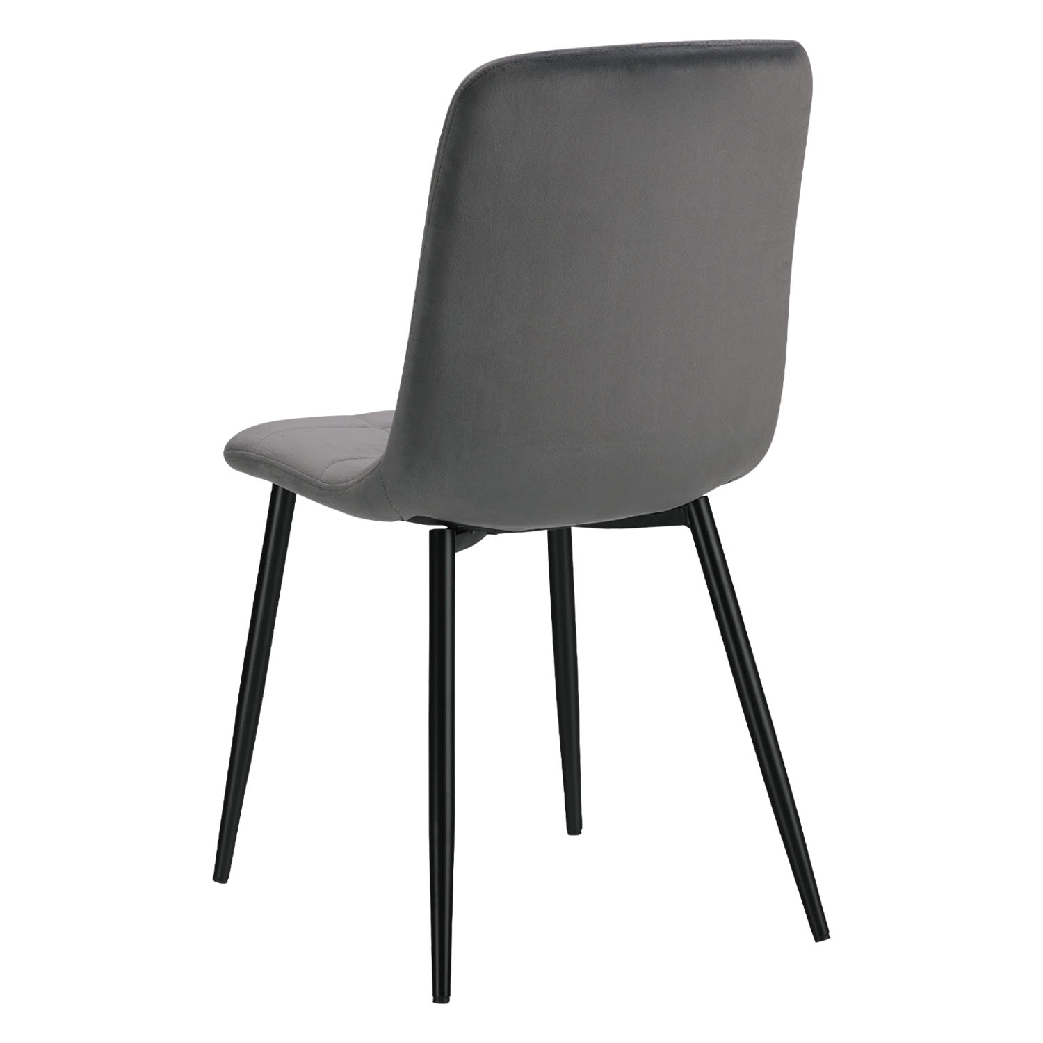 Upholstered Chair, Gray Velvet – Dining Chair without Armrests, with Quilted Backrest