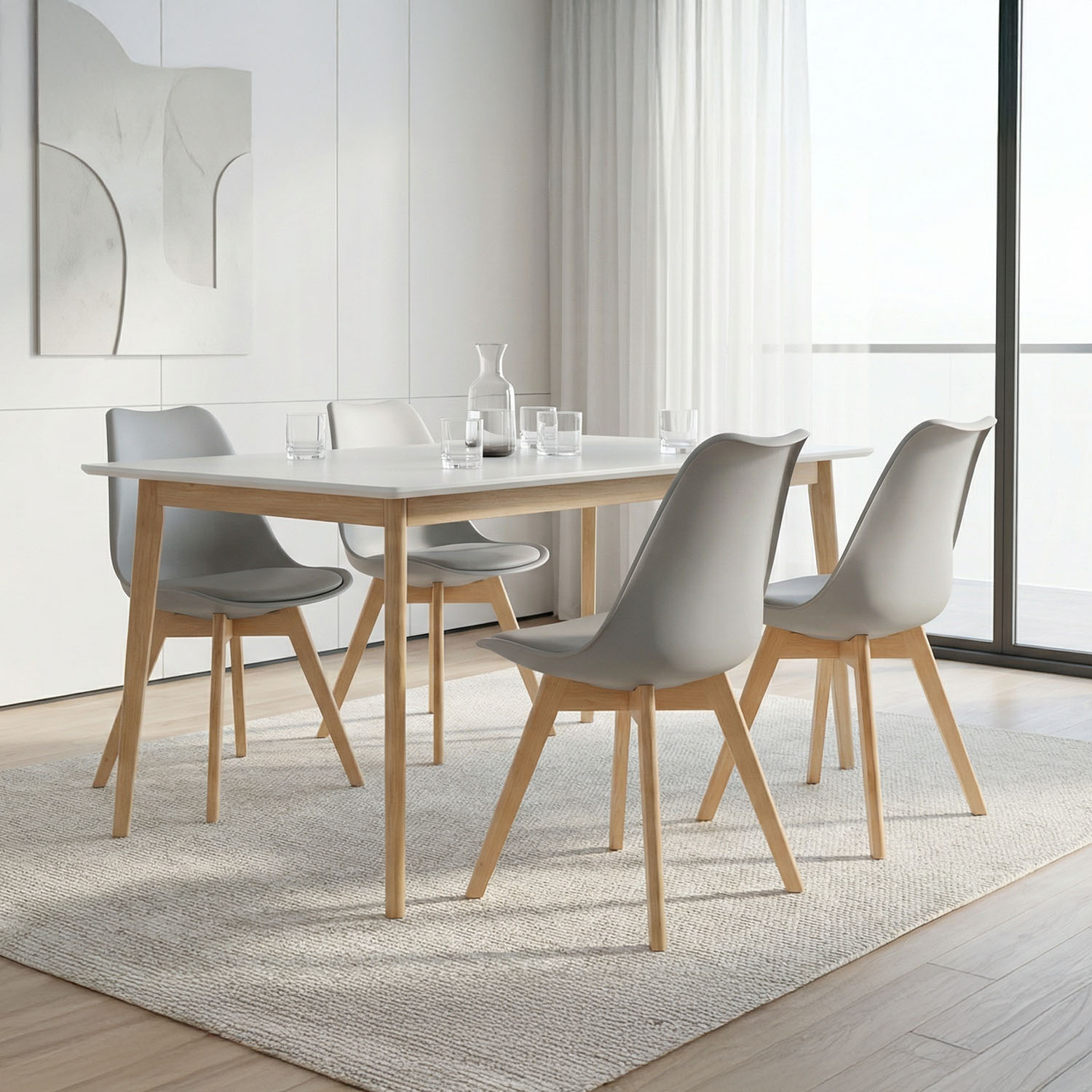 Grey Dining Chair – Modern Plastic Design Chair with Wooden Legs | Contemporary Kitchen & Dining Chair