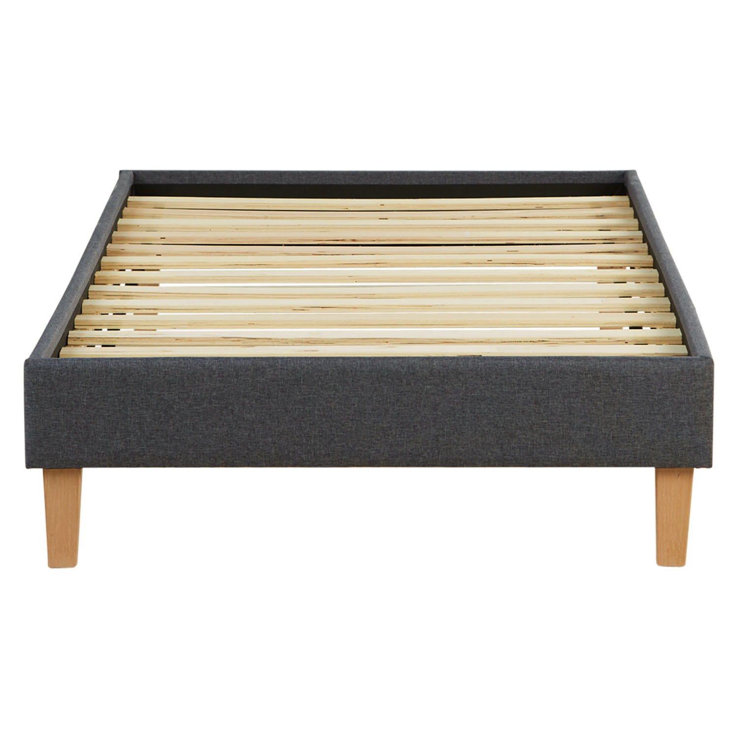 Upholstered bed 90x200 cm grey | futon bed | with slatted frame | with mattress | single fabric bed frame