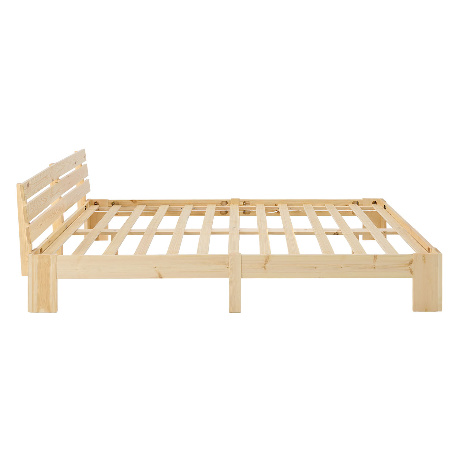 Wood Bed 120x200 cm Natural | Double Bed | with Slatted Frame | Solid | Kids Youth Guest Bedroom