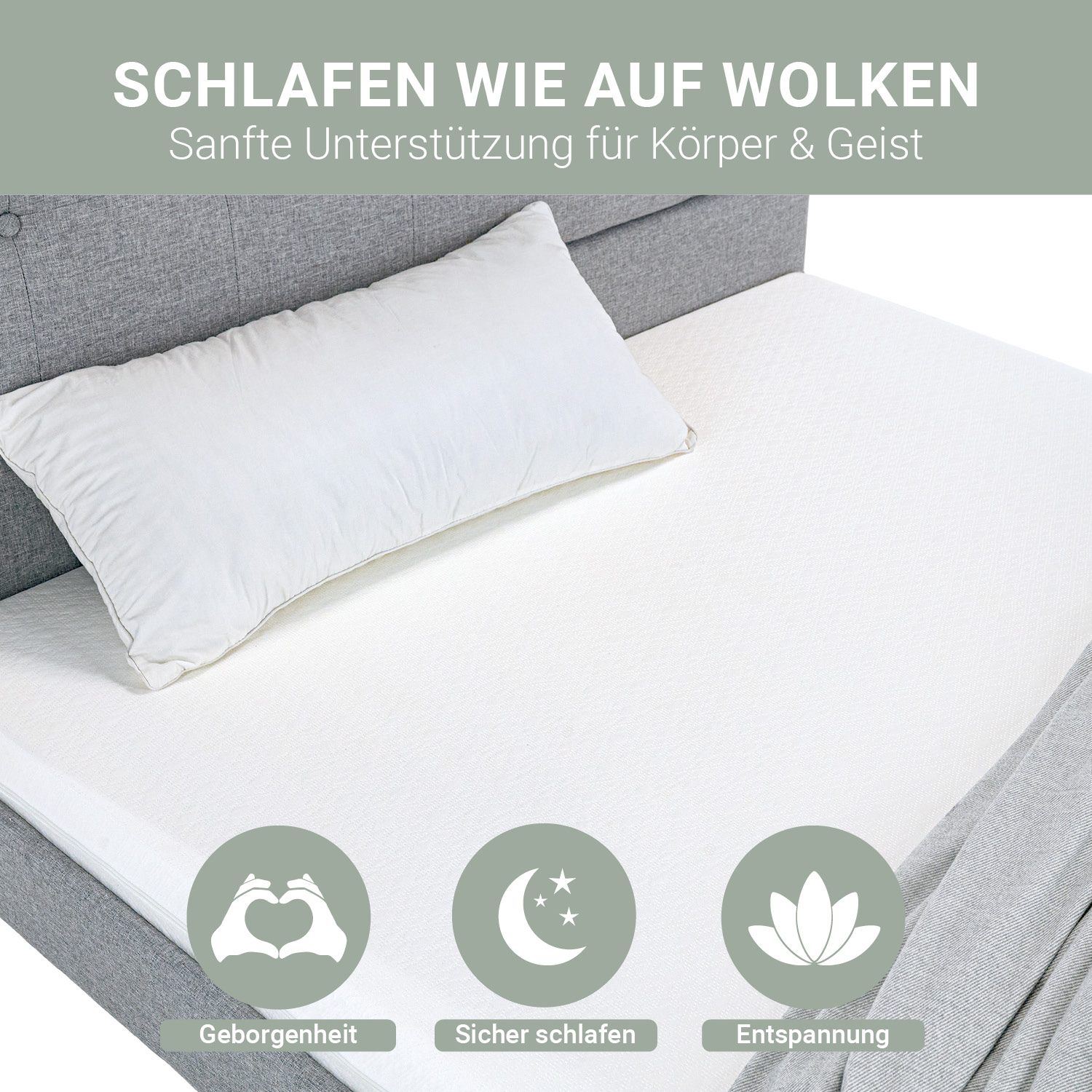 Mattress 80x200 cm White | H2 | Washable Cover | Antiallergenic | Children's Mattress Roll-Up Foam Mattress