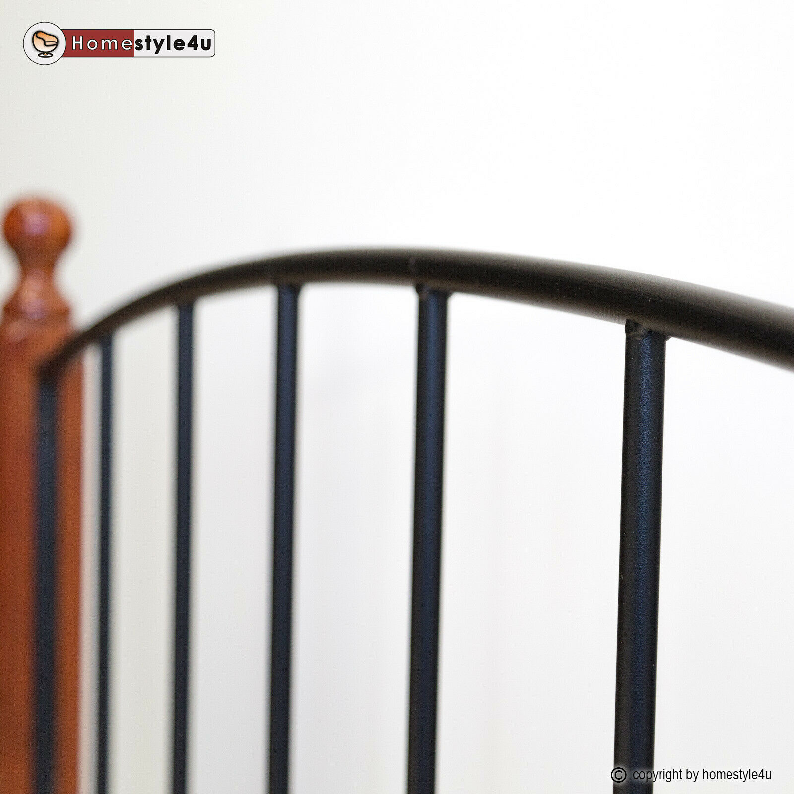 Metal Bed Iron Bed Double 180 x 200 Wood Slatted black brown bed frame 915
