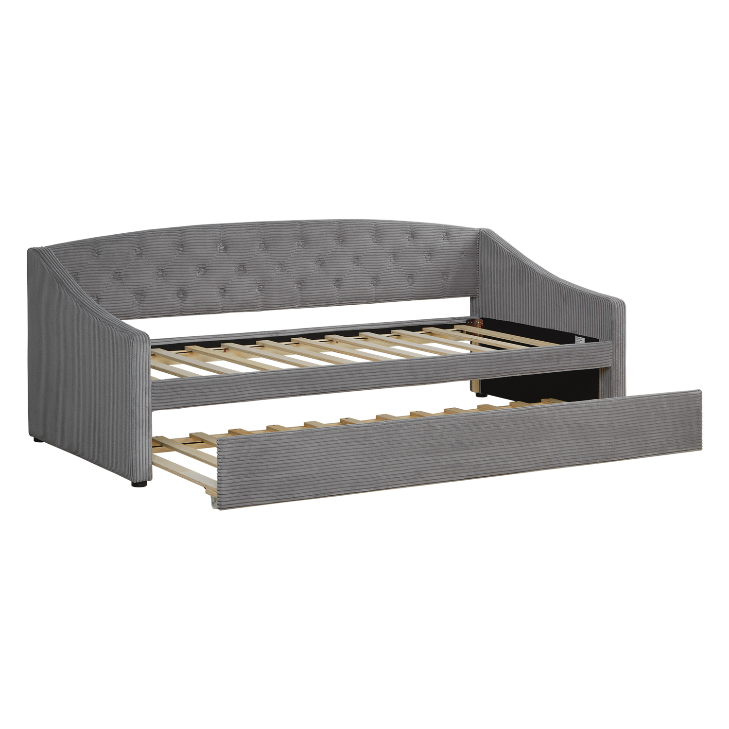 Sofa Bed 90x200 Day Bed Grey Cord Couch Small Sofa Single Bed Upholstered Bed Guest Bed Extendible