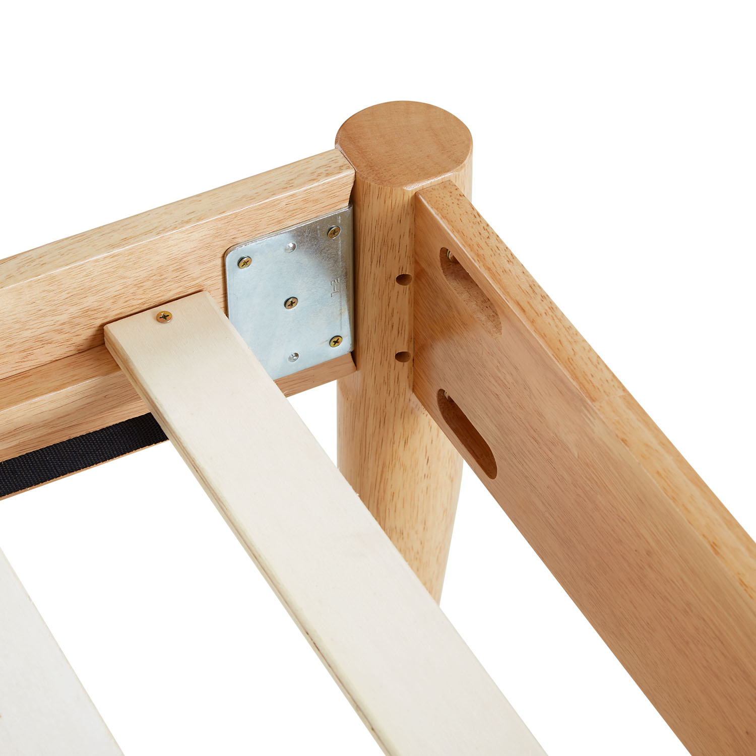 Wooden bed with upholstered headboard 140x200 cm nature Bouclé | with slatted frame | double fabric bed frame