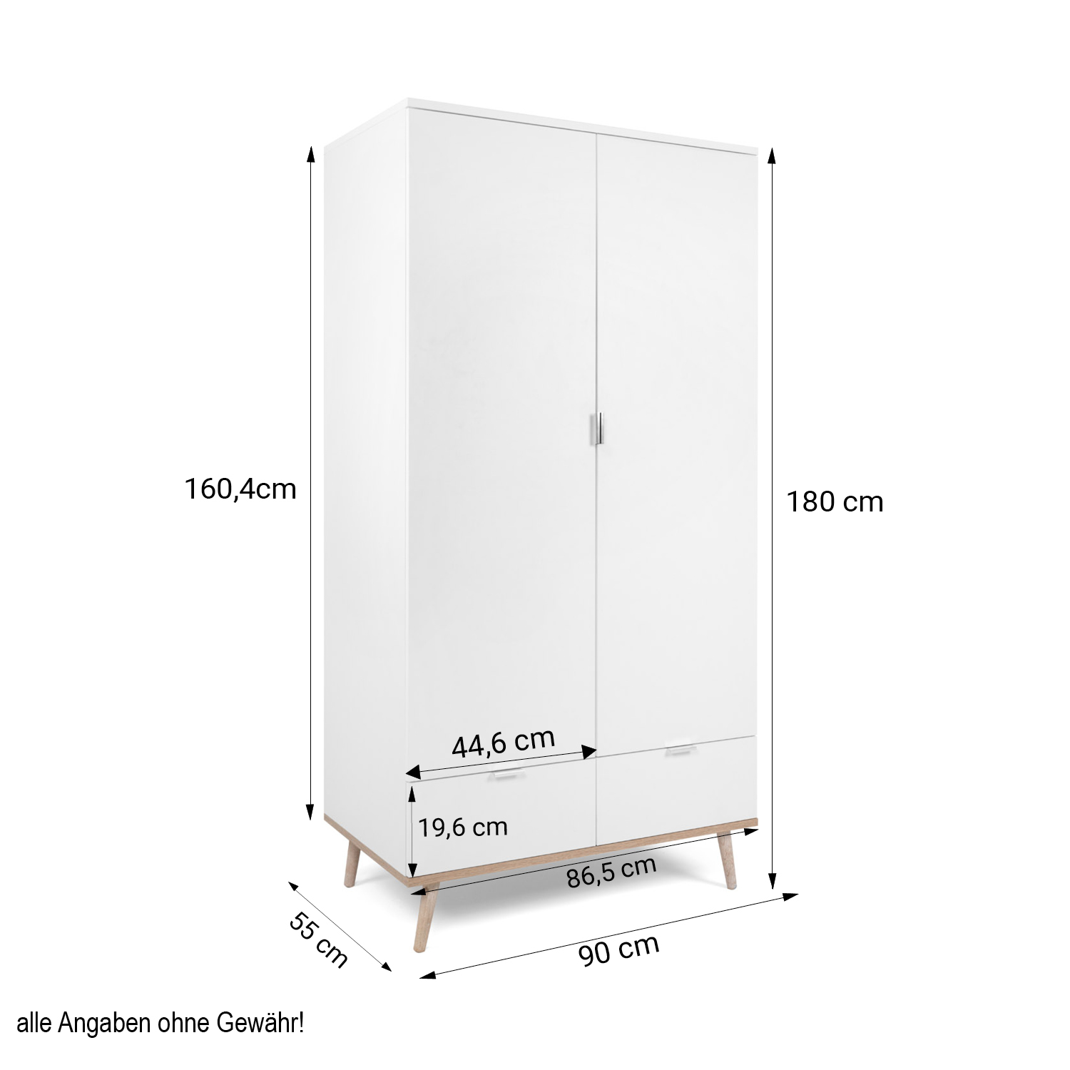 Wardrobe Closet White180 cm Wood Cabinet 2 Doors Hallway Cabinet Multipurpose Cabinet