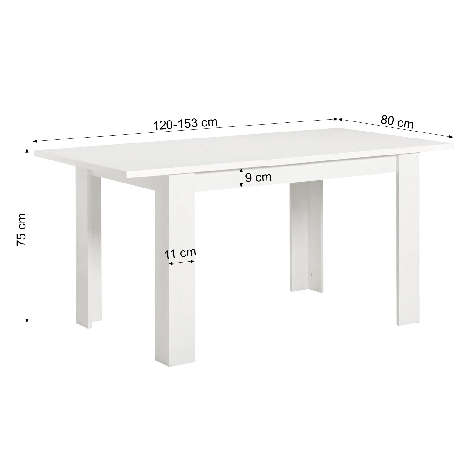 Esstisch ausziehbar 120x80 cm Weiß – moderner Küchentisch & Esszimmertisch