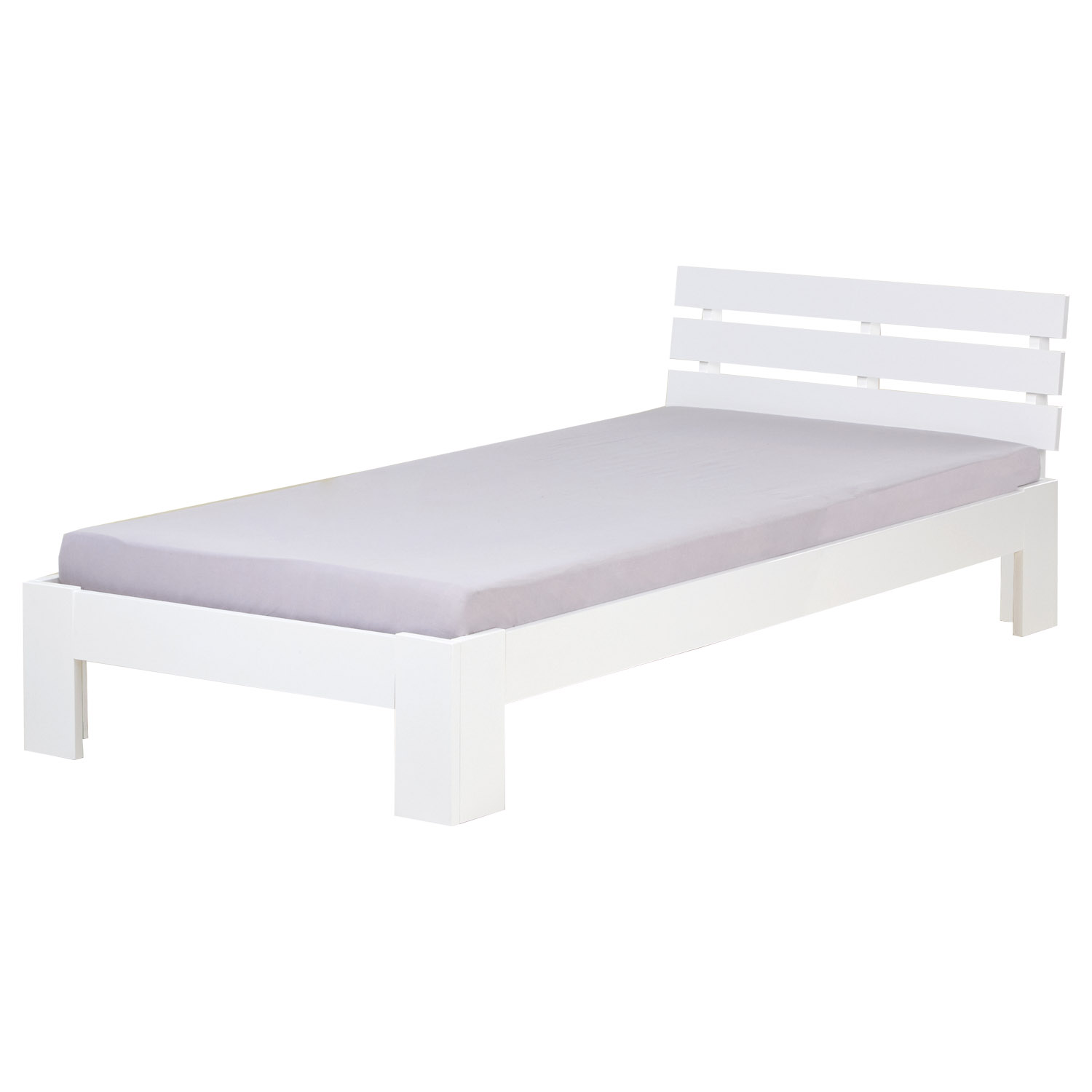 Wood Bed 90x200 cm White | Single Bed | with Slatted Frame | Solid | Kids Youth Guest Bedroom