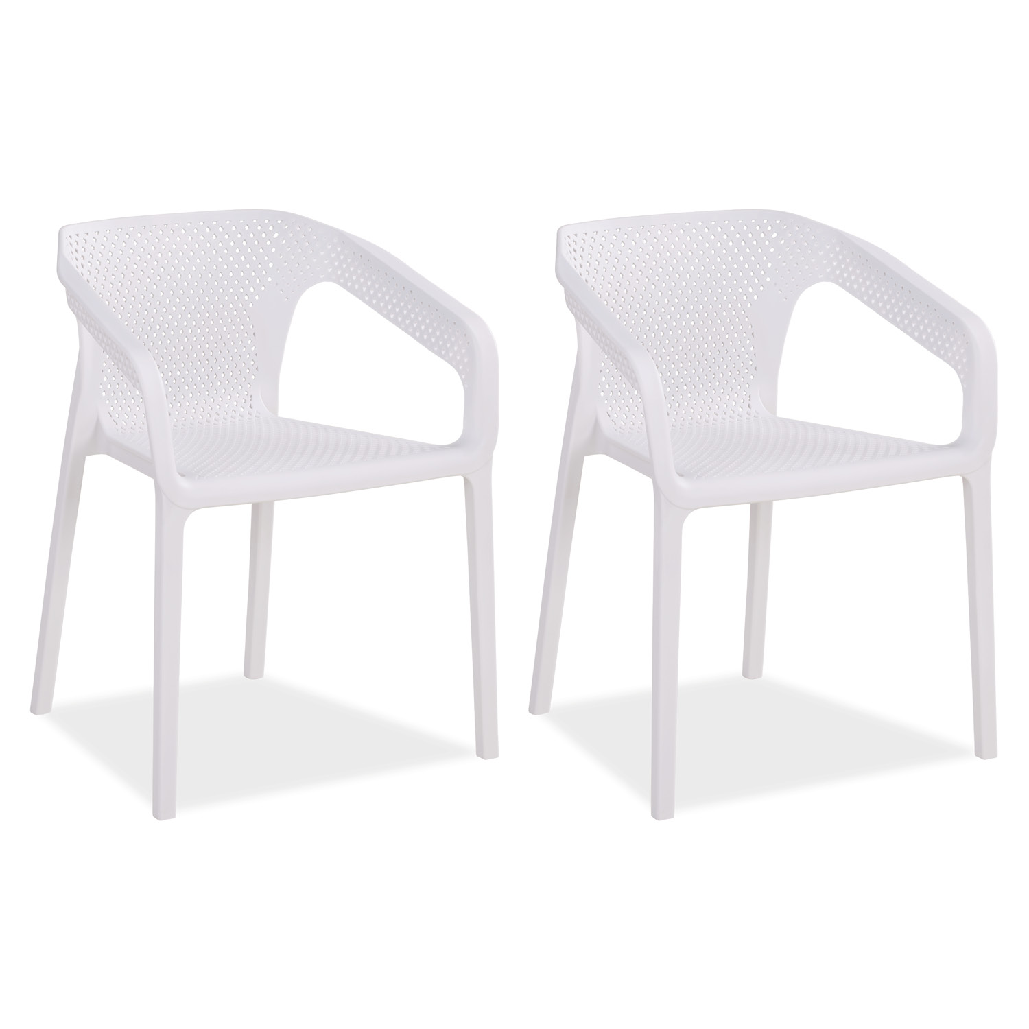 Set of 2 Garden chair with armrests Camping chairs White Outdoor chairs Plastic Egg chair Lounger chairs Stacking chairs