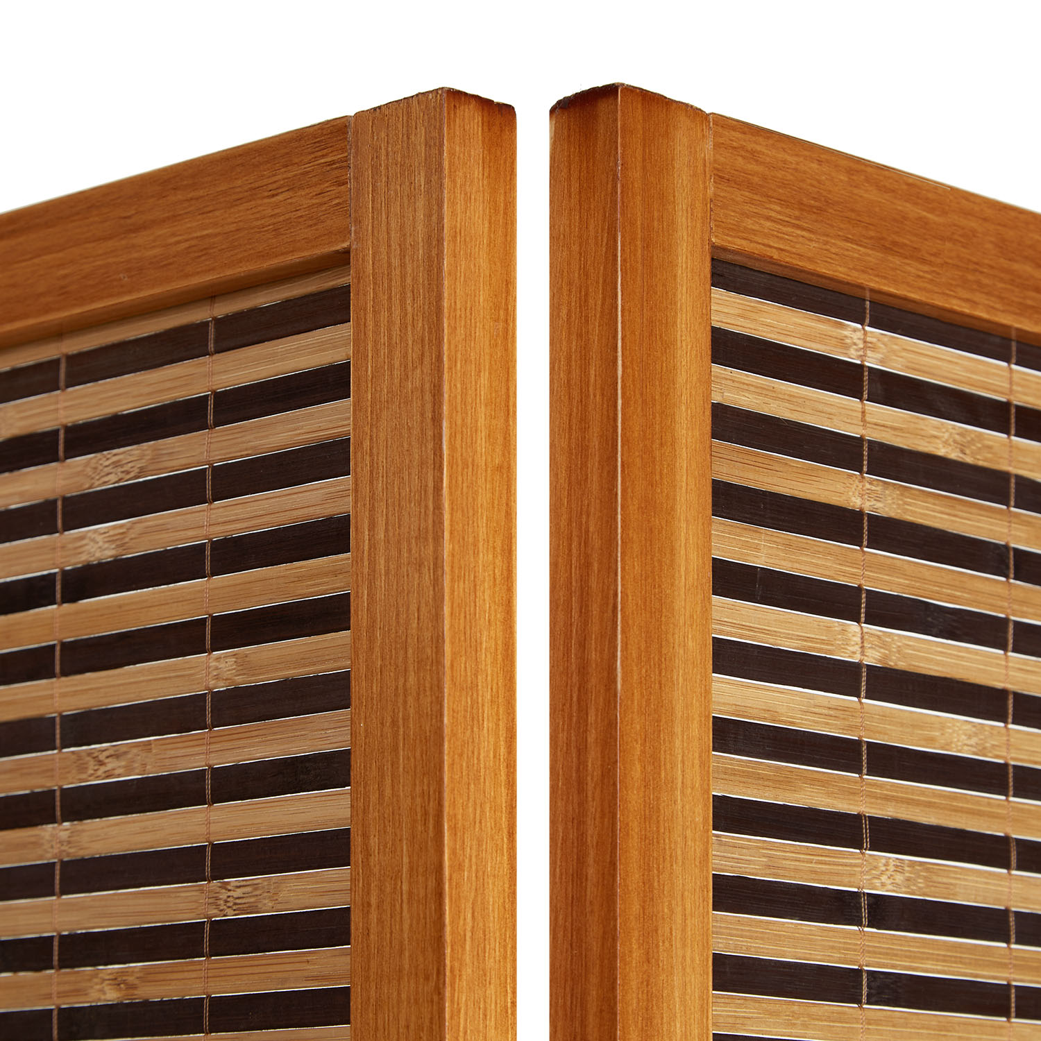Paravent Brown Wooden Slats Height 200 cm | 4-panel | Wood | Room Divider Partition Privacy Screen