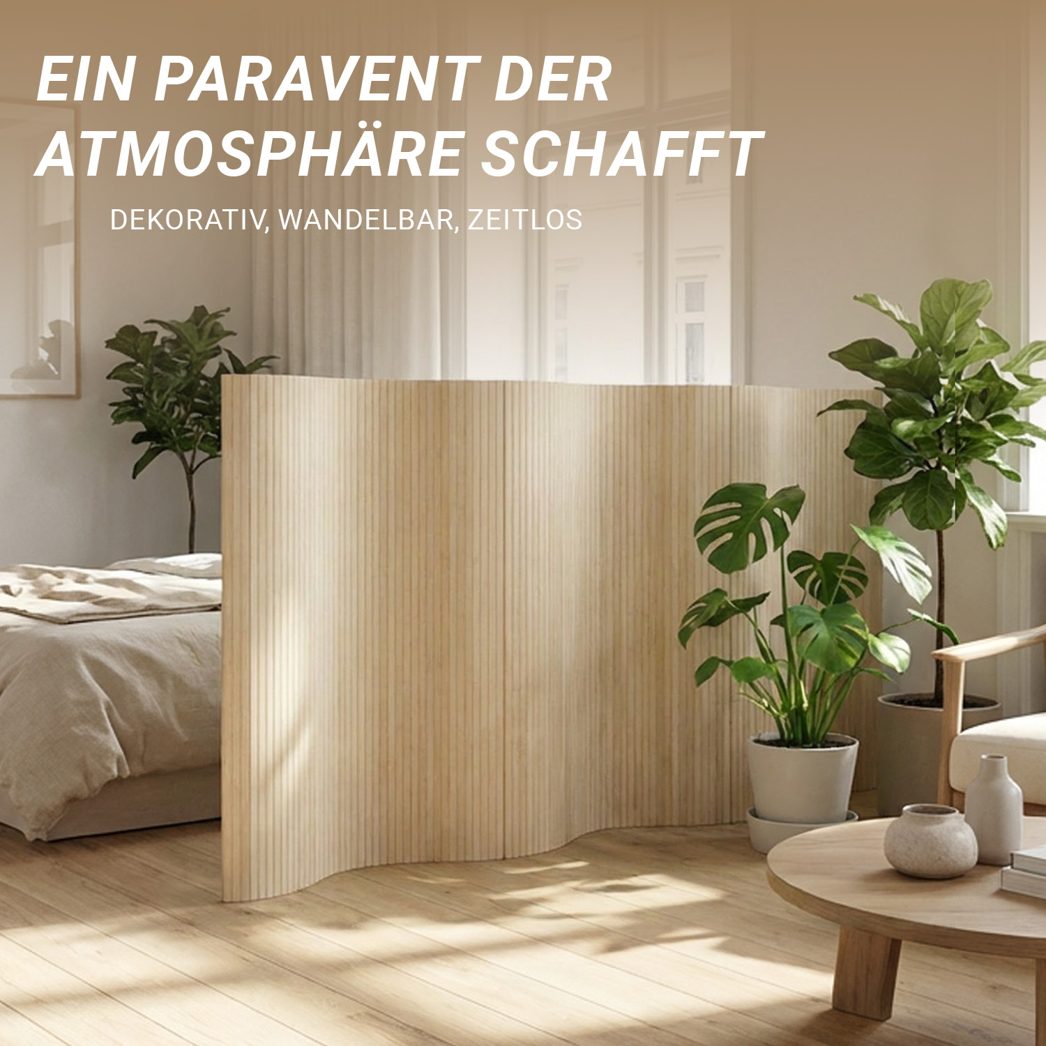 Paravent Bamboo Height 145 cm Nature | Room Divider | Partition Privacy Screen