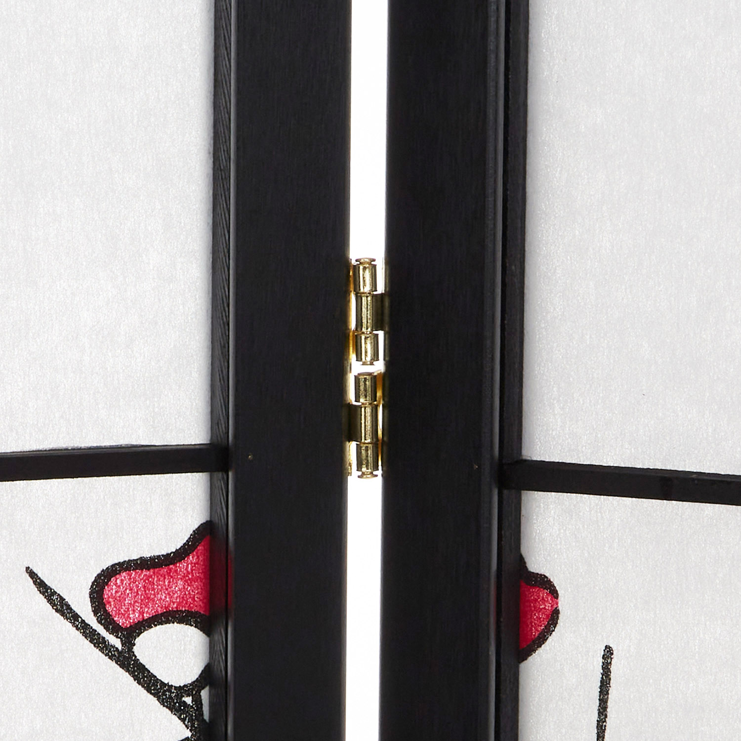 Paravent Black Cherry Pattern | Rice Paper White | 6-panel | Wood | Room Divider Partition Privacy Screen