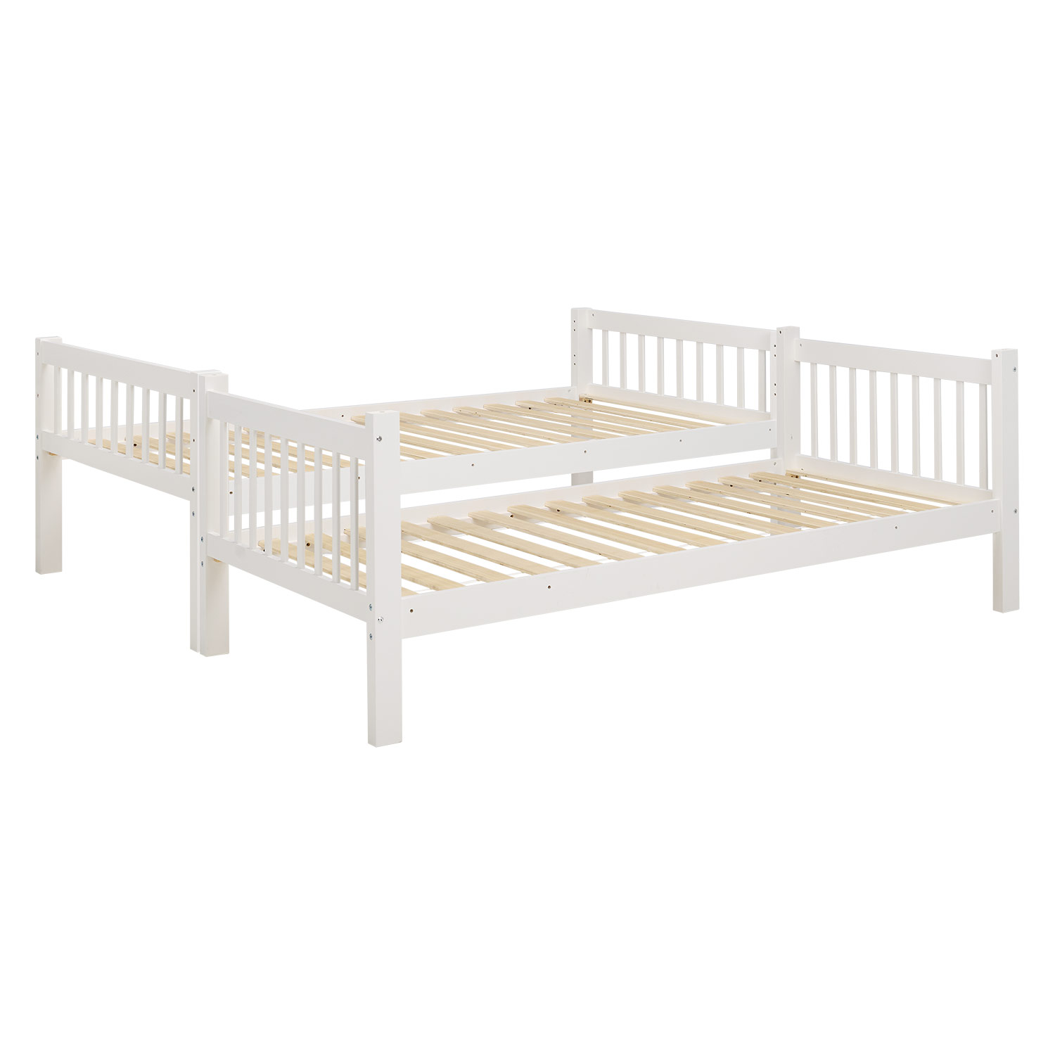 Bunk Bed 90x200 cm White | Kids Bed with Mattress | Fall Protection | Convertible | Massif pine wood
