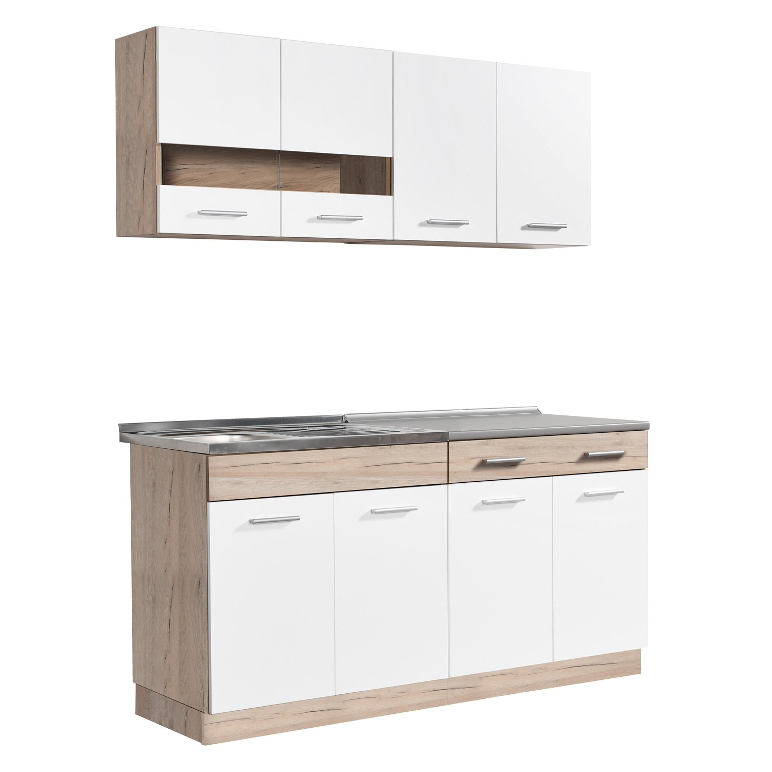 Kitchen Unit without Appliances 160 cm White | Oak | Single Kitchen | Mini Kitchen | Kitchen Element
