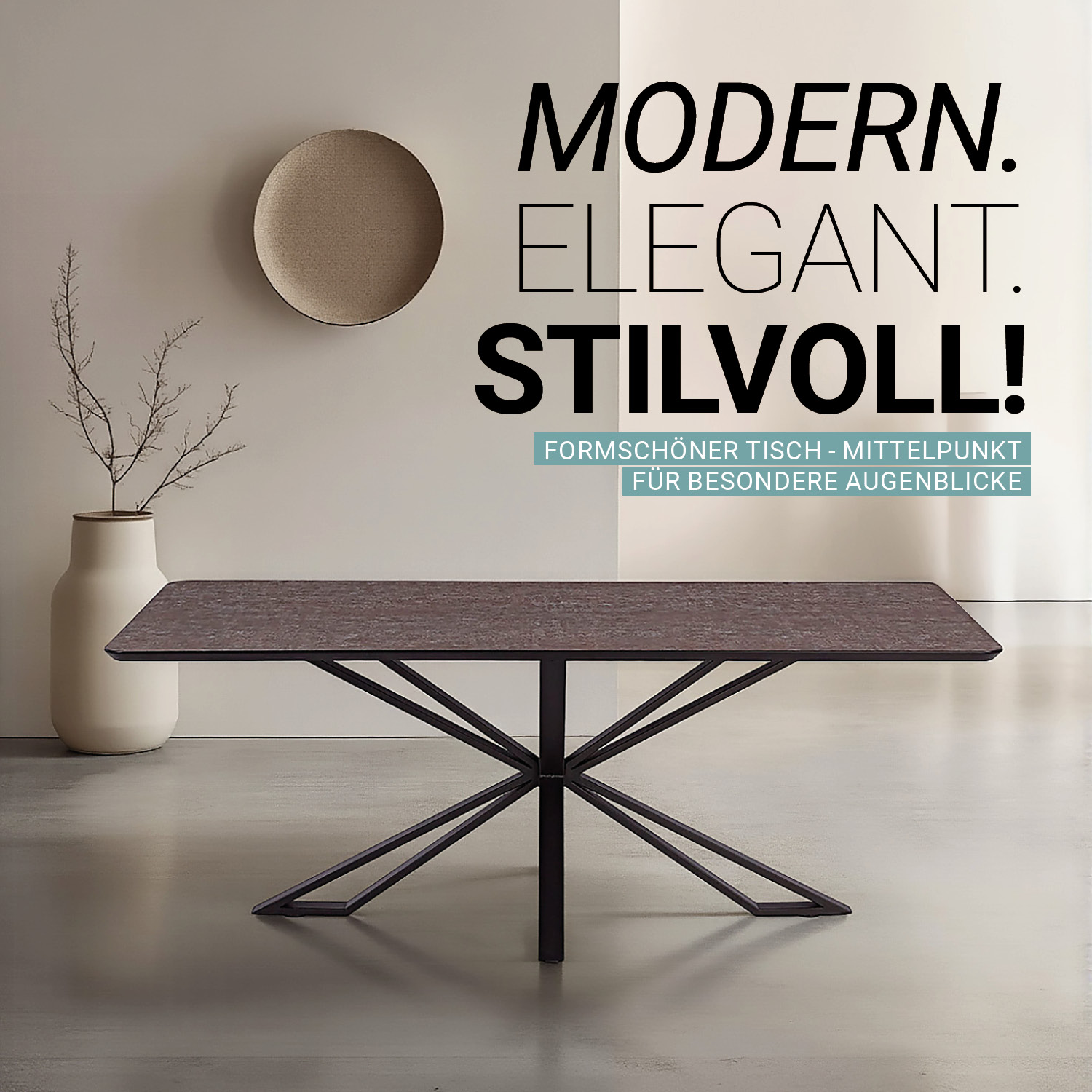 Modern Dining Table Kitchen Table 200x100 cm Brown Black Table 8 Seater Industrial Look