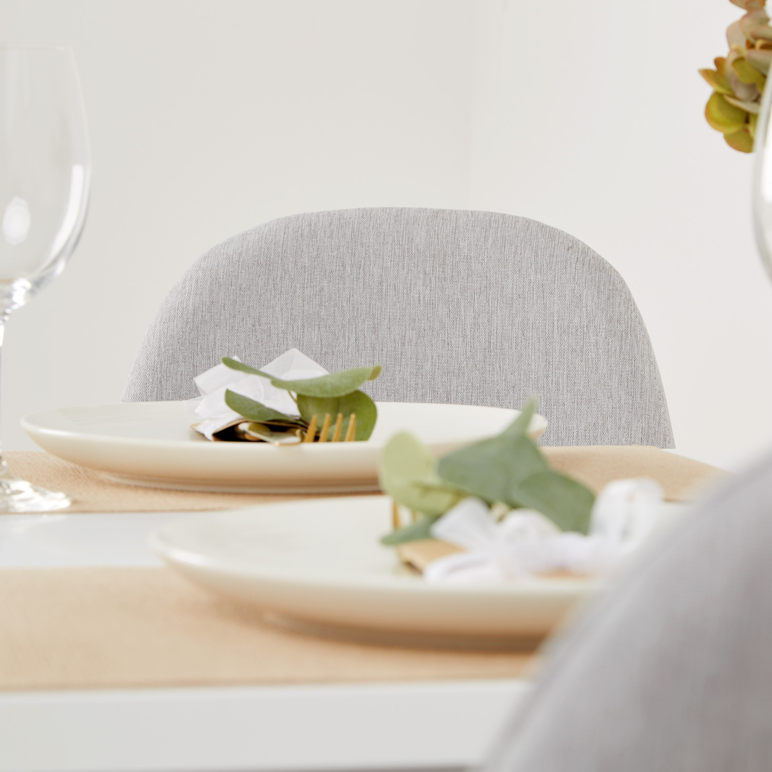 Dining set | 2-piece set upholstered chairs Lichtgrau without armrest | dining table white 80 x 80 cm