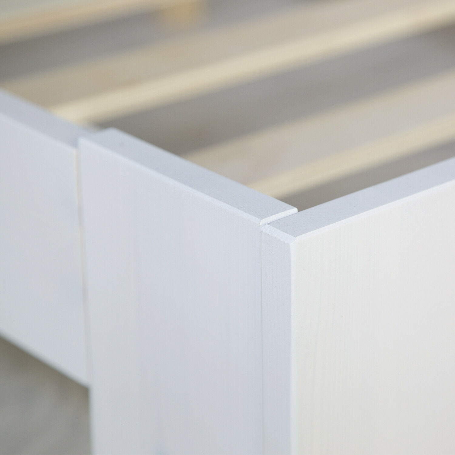 White Wooden Bed 160x200 cm – Solid Wood Double Bed with Slatted Base in a Modern Scandinavian Design