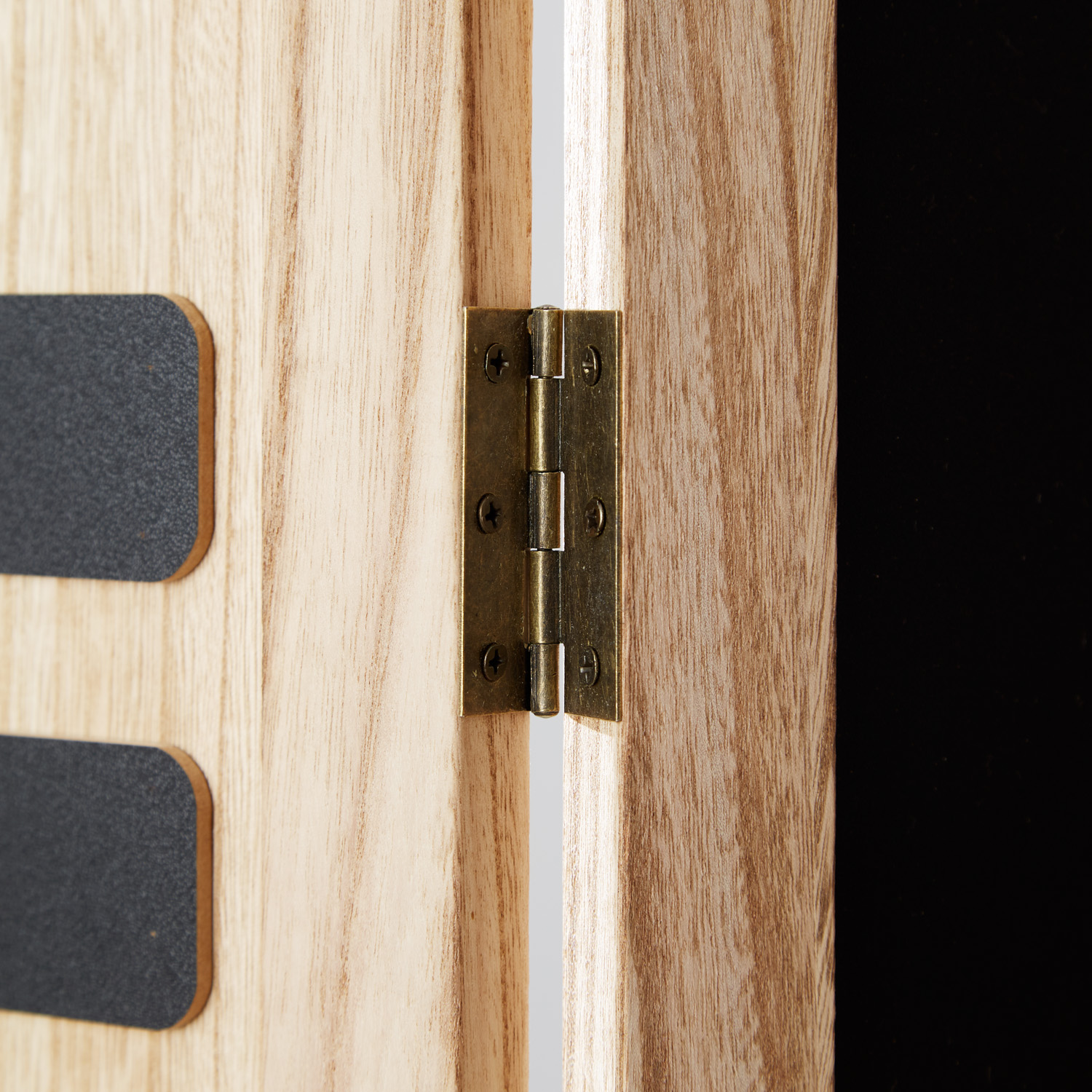 Paravent Natural with Blackboard Elements | Slate Memo Blackboard | 3-panel | Wood | Room Divider Partition Privacy Screen