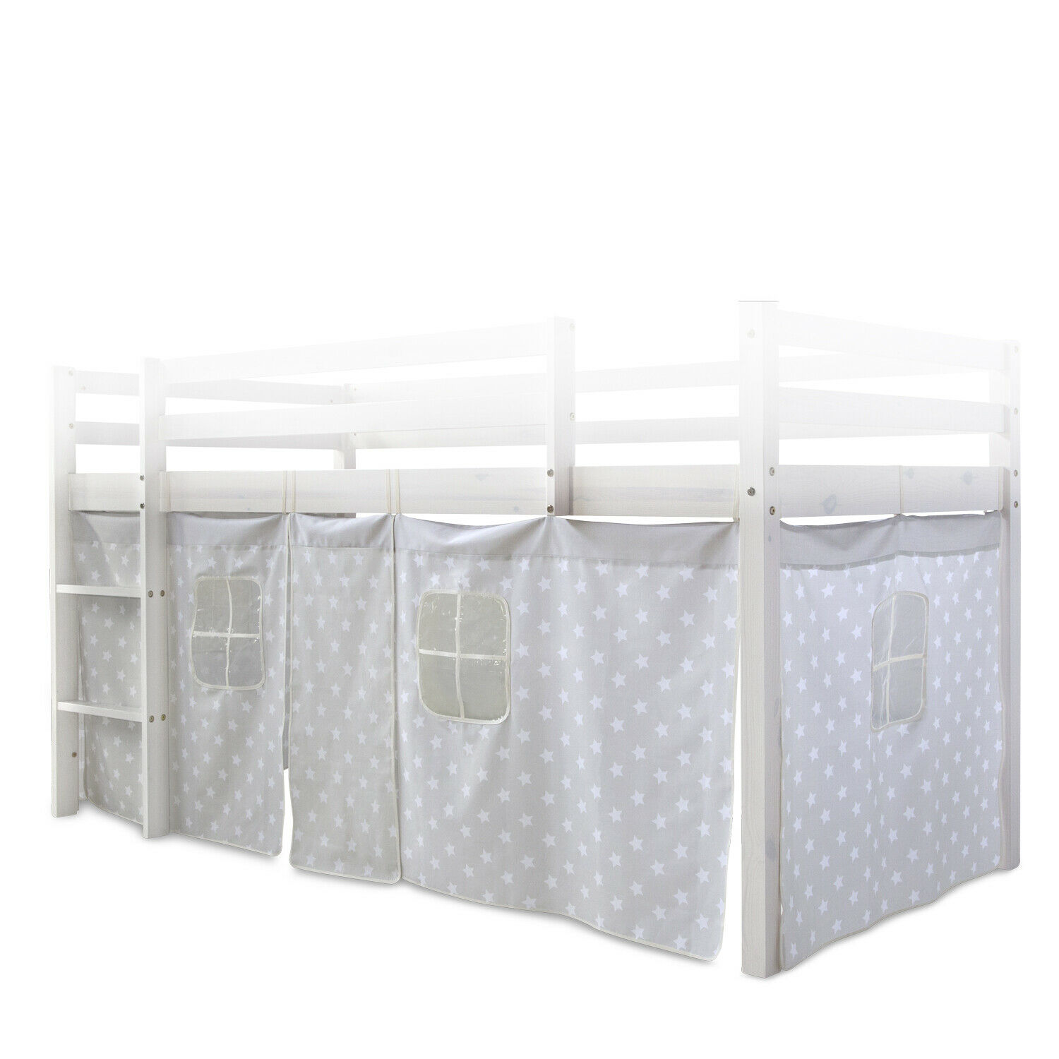 Childrens Bed Curtain Bunk Bed Cabin Bed Accessories Grey Stars