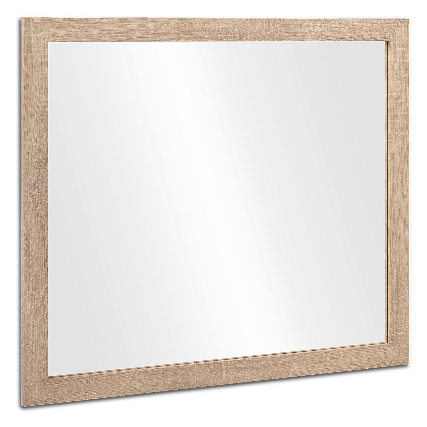 Large Rectangular Wall Mirror 80x70 cm Sonoma Oak Effect Wooden Frame Hallway Bedroom Living Room Mirror