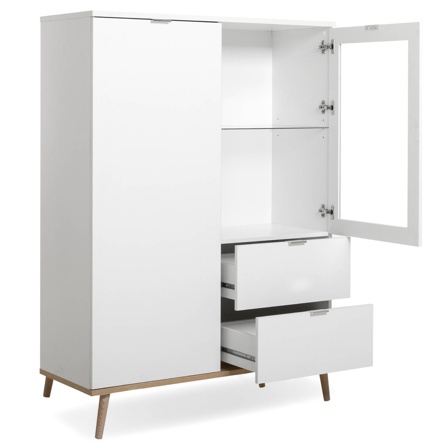 Highboard Sideboard Cabinet 2 Drawers Wood Living Room