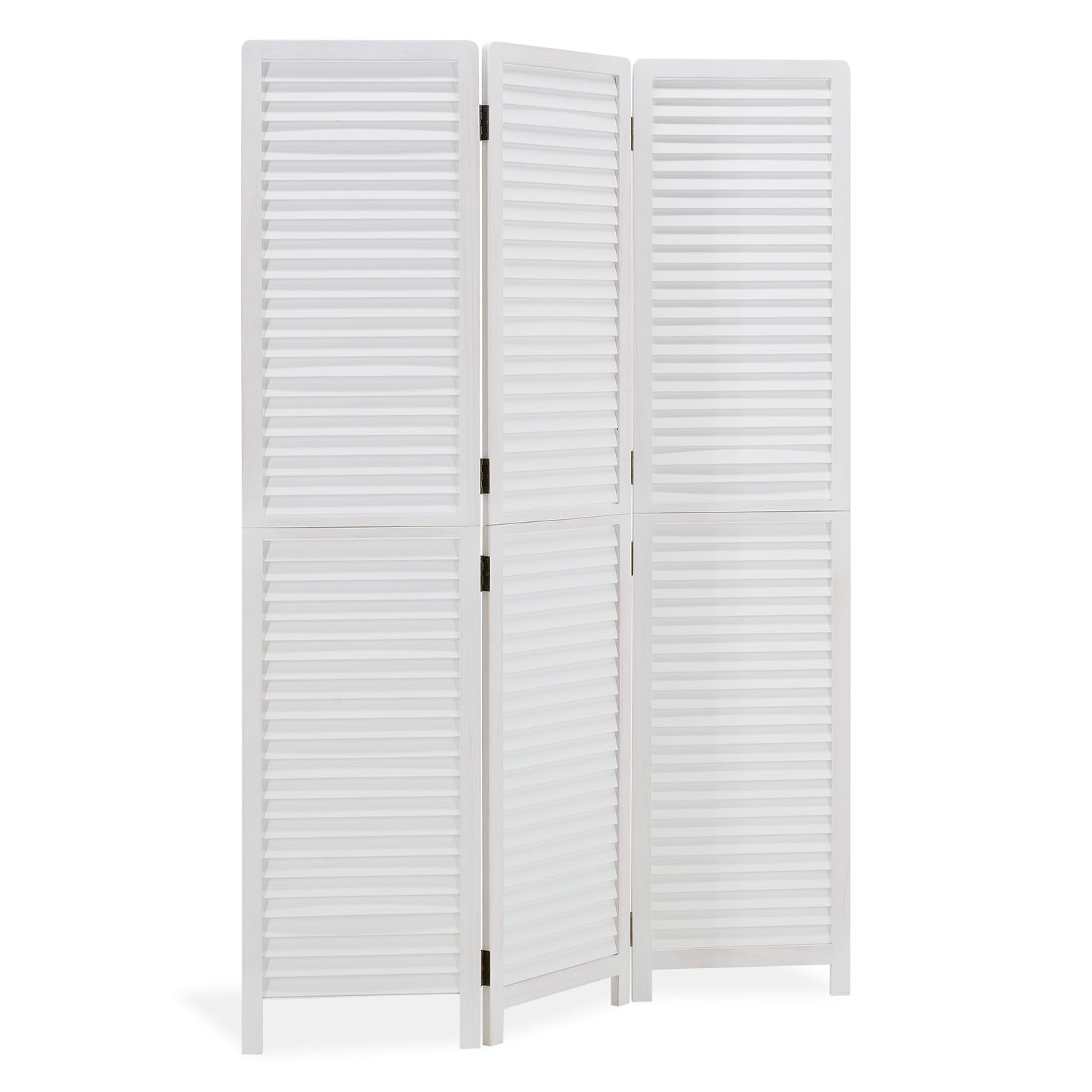Paravent White Wooden Slats | 3-panel | Wood | Room Divider Partition Privacy Screen
