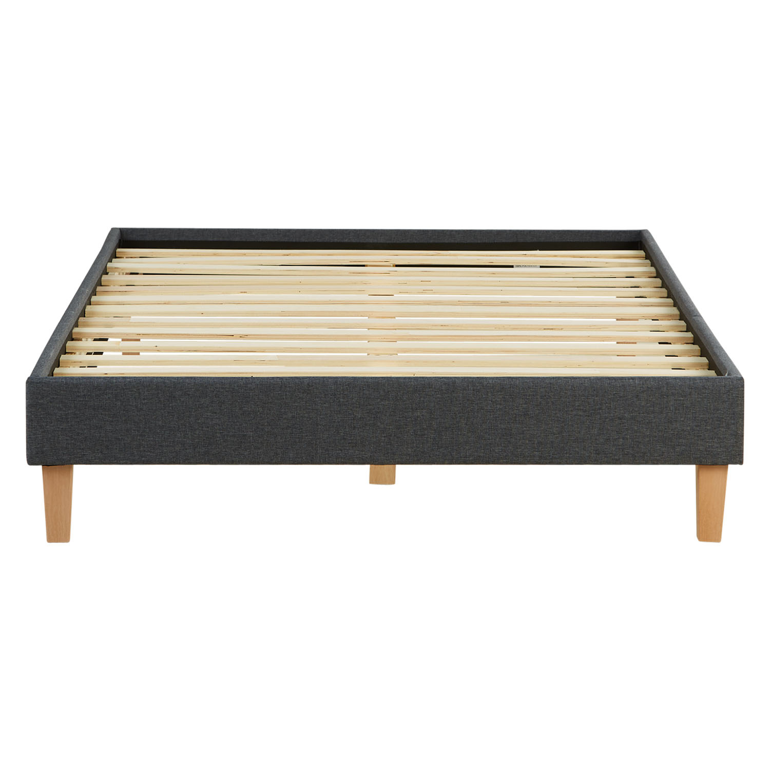Upholstered Bed with Mattress 120x200 Slatted Frame Double Bed Fabric Bedstead Bed Grey