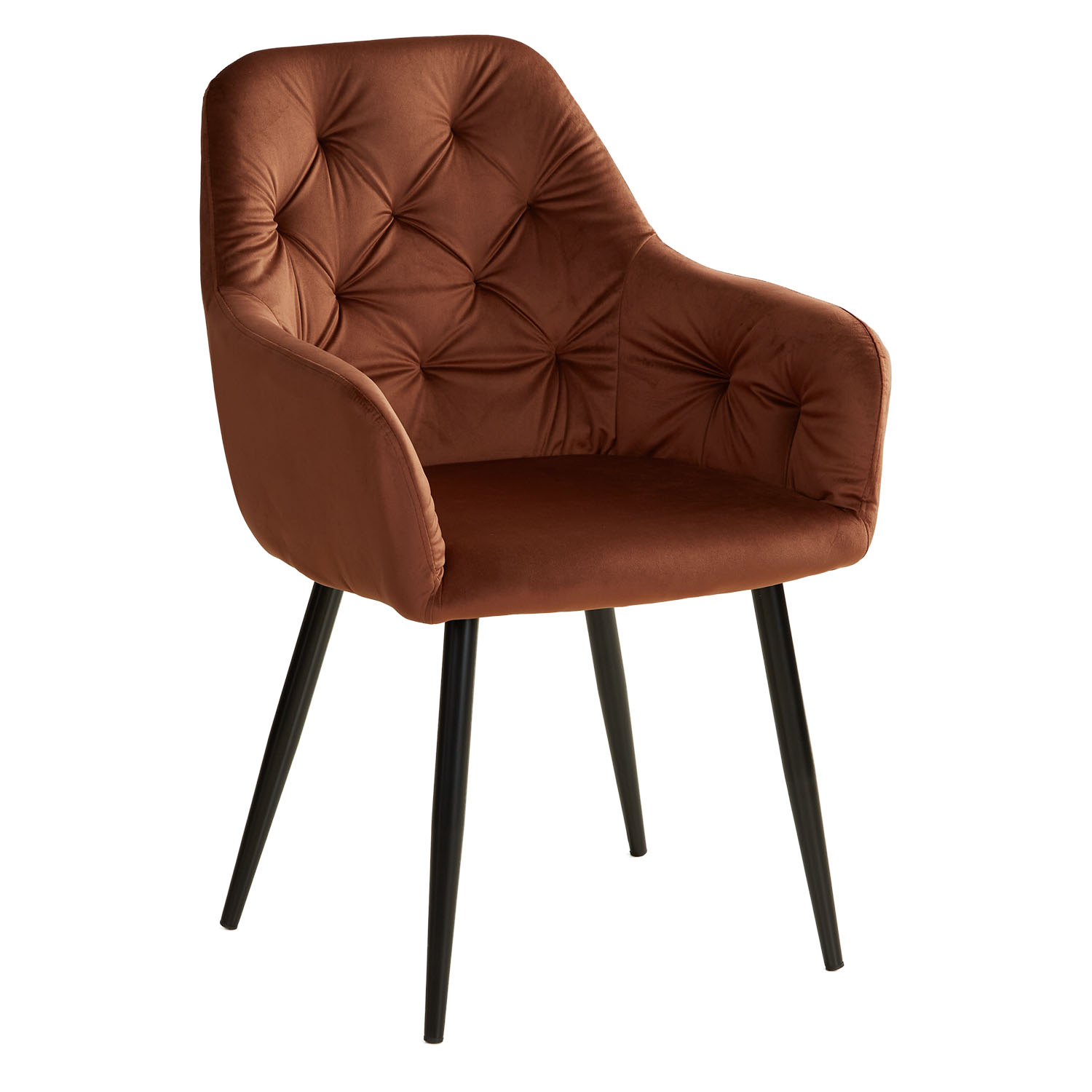 Upholstered Chair Velvet Brown | Set of 4 | with Armrests | Kitchen Dining Room Office