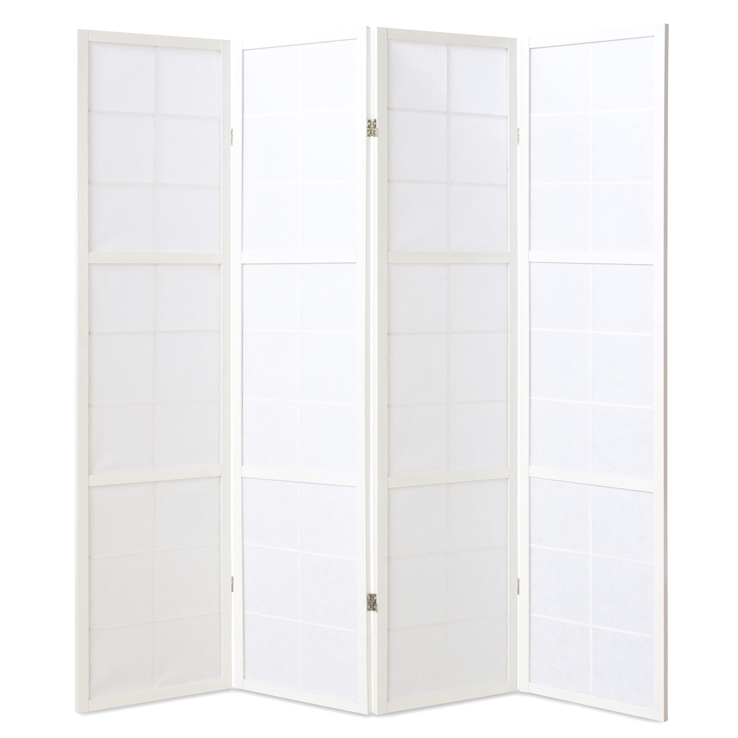 White Shoji Rice Paper Screen | 4-panel | Wood | Room Divider, Partition, Privacy Screen