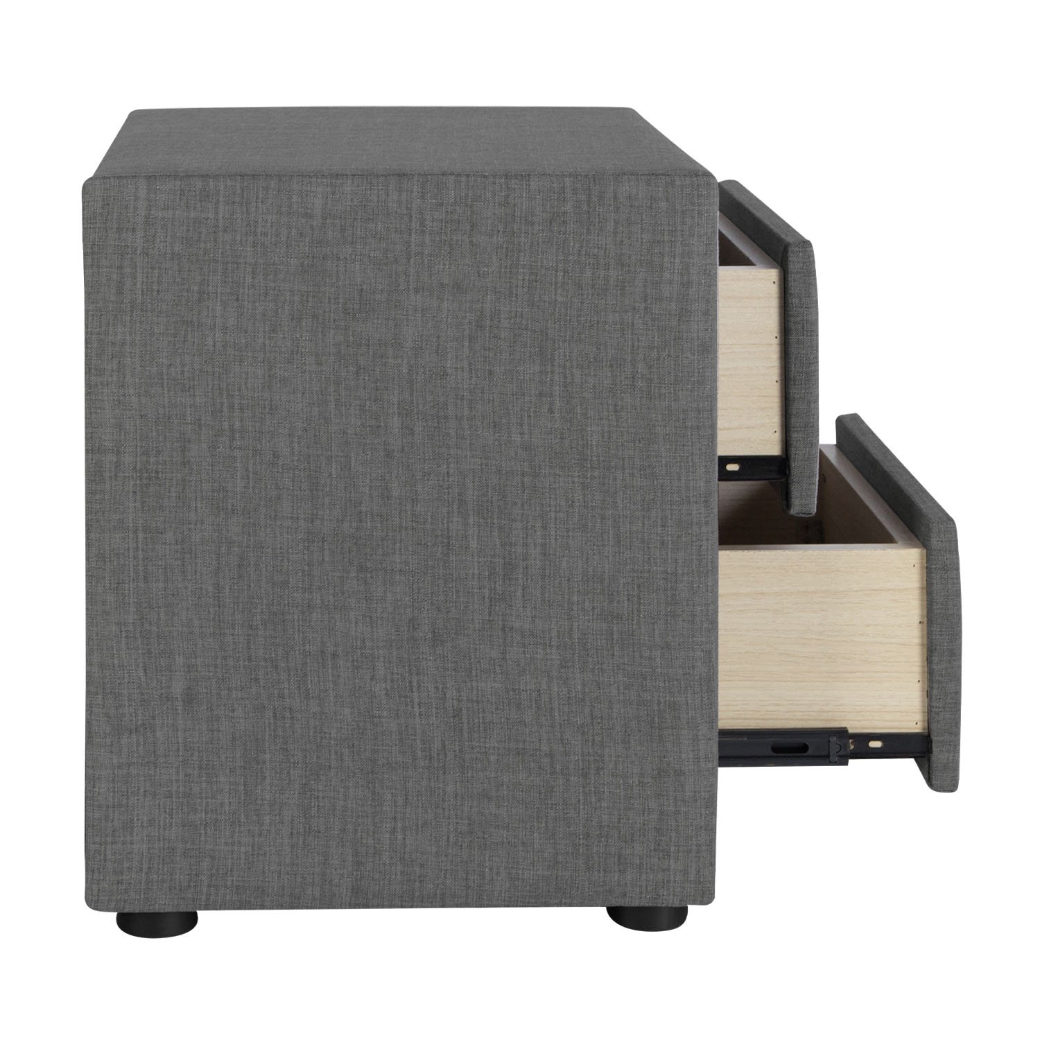 Bedside table nightstand bedroom night chest drawers side table grey fabric