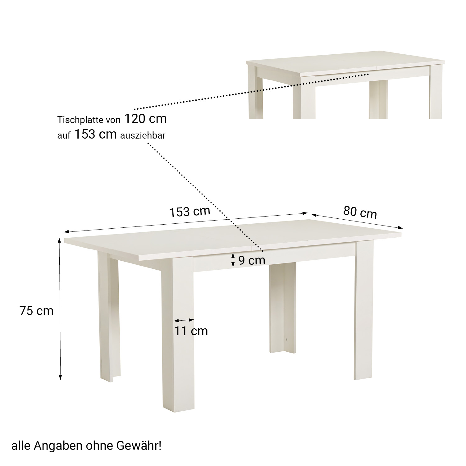 Dining Table White Natural 80x80 120x80 cm Wooden Table Kitchen Table Wood Solid Oak