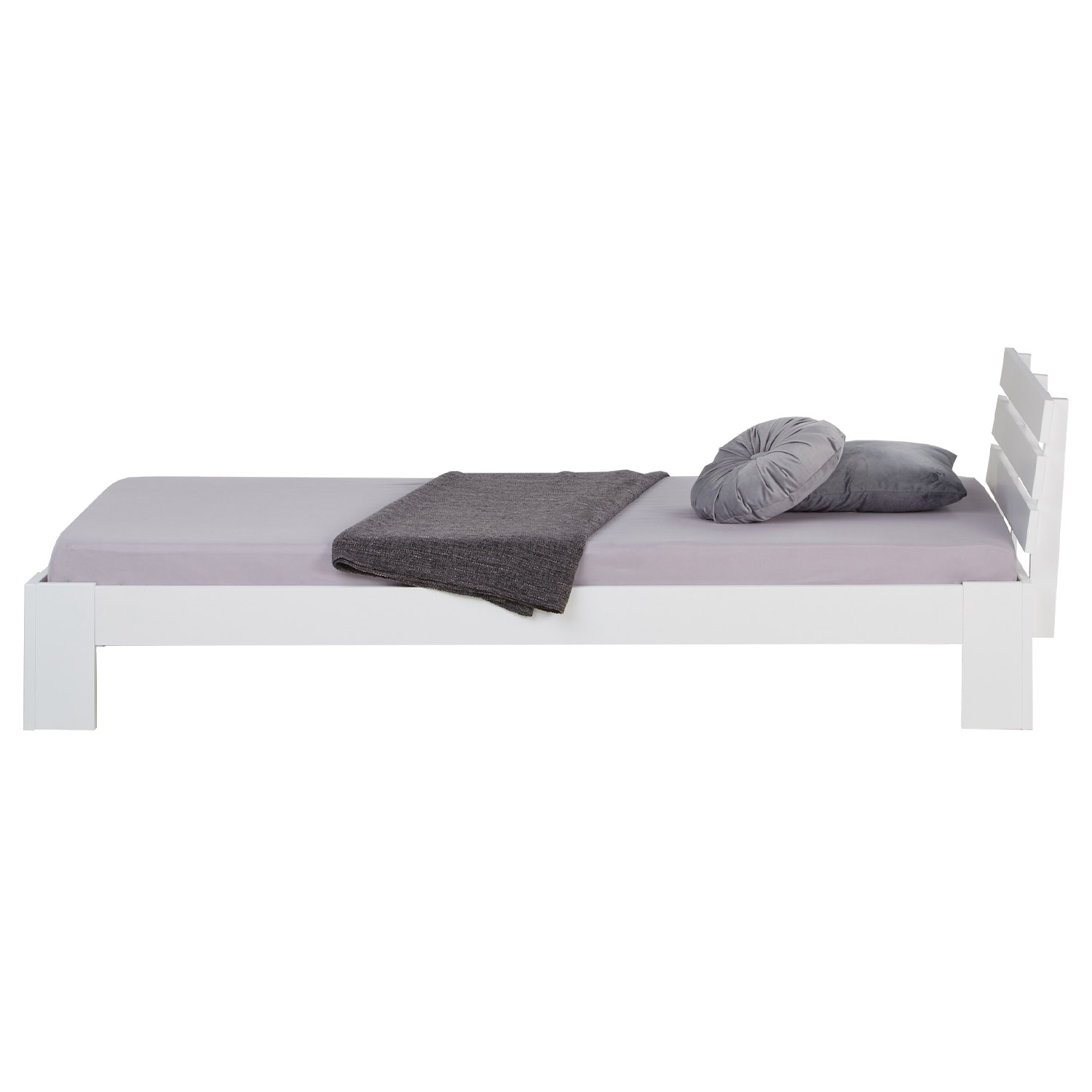 Wood Bed 90x200 cm White | Single Bed | with Slatted Frame | Solid | Kids Youth Guest Bedroom