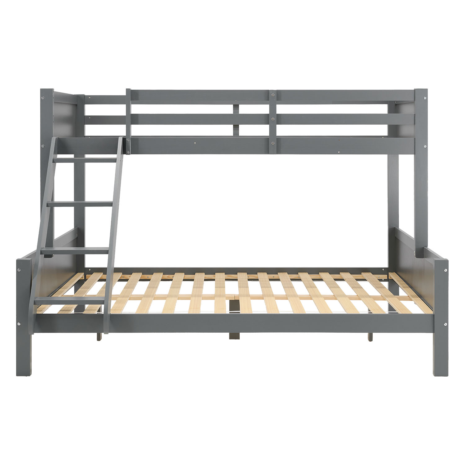 Bunk Bed with 2 Mattresses 90x200 and 140x200 cm Kids Bed Grey Wood Cabin Bed High Sleeper Bed Loft Bed Childrens Bed Twin Bed