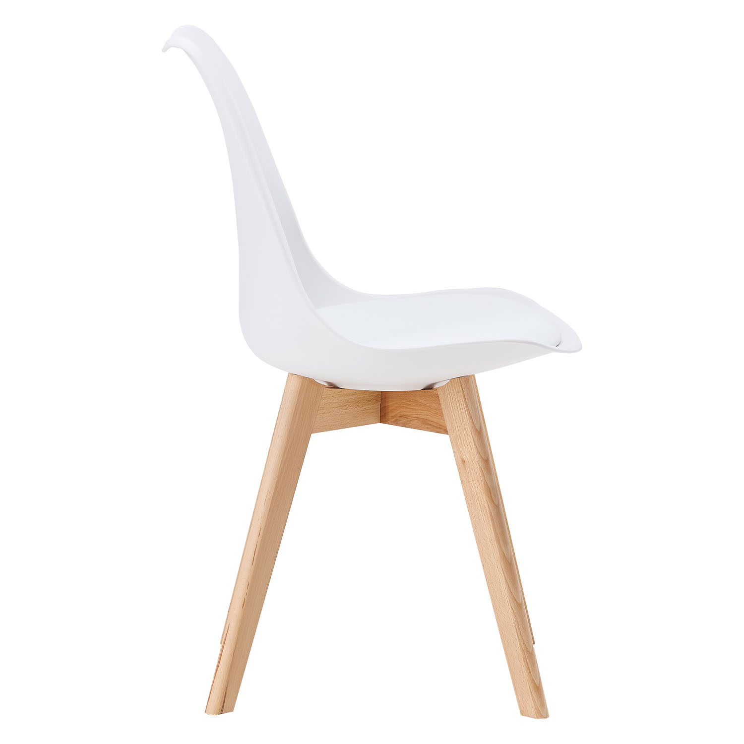 6 White Dining Chairs – Modern Plastic Design Chair with Wooden Legs | Set of 6 Contemporary Kitchen & Dining Chairs