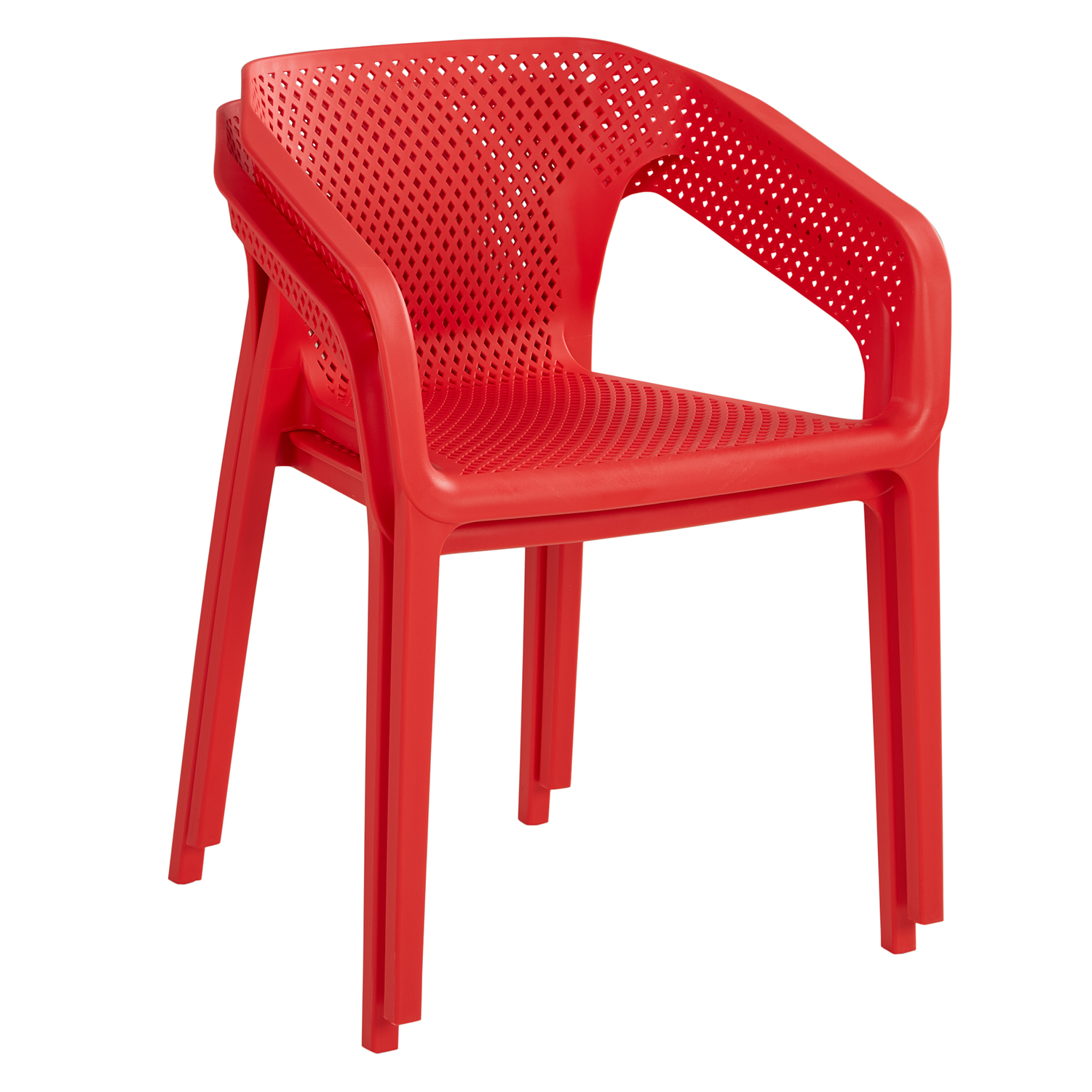 Set of 4 Garden chair with armrests Camping chairs Red Outdoor chairs Plastic Egg chair Lounger chairs Stacking chairs