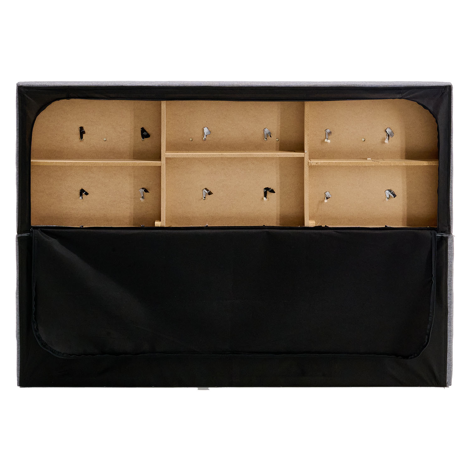 Upholstered Bed 140x200 cm Gray with Slatted Base & 4 Storage Drawers – Modern Fabric Bed with Extra Storage Space