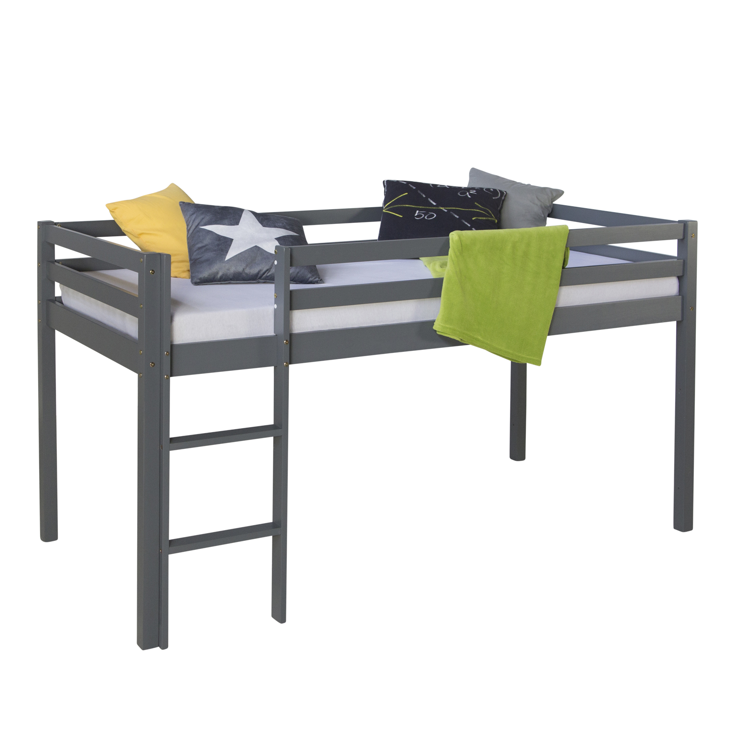 Loft Bed Kids 90x200 cm Gray Basic | without Slatted Frame