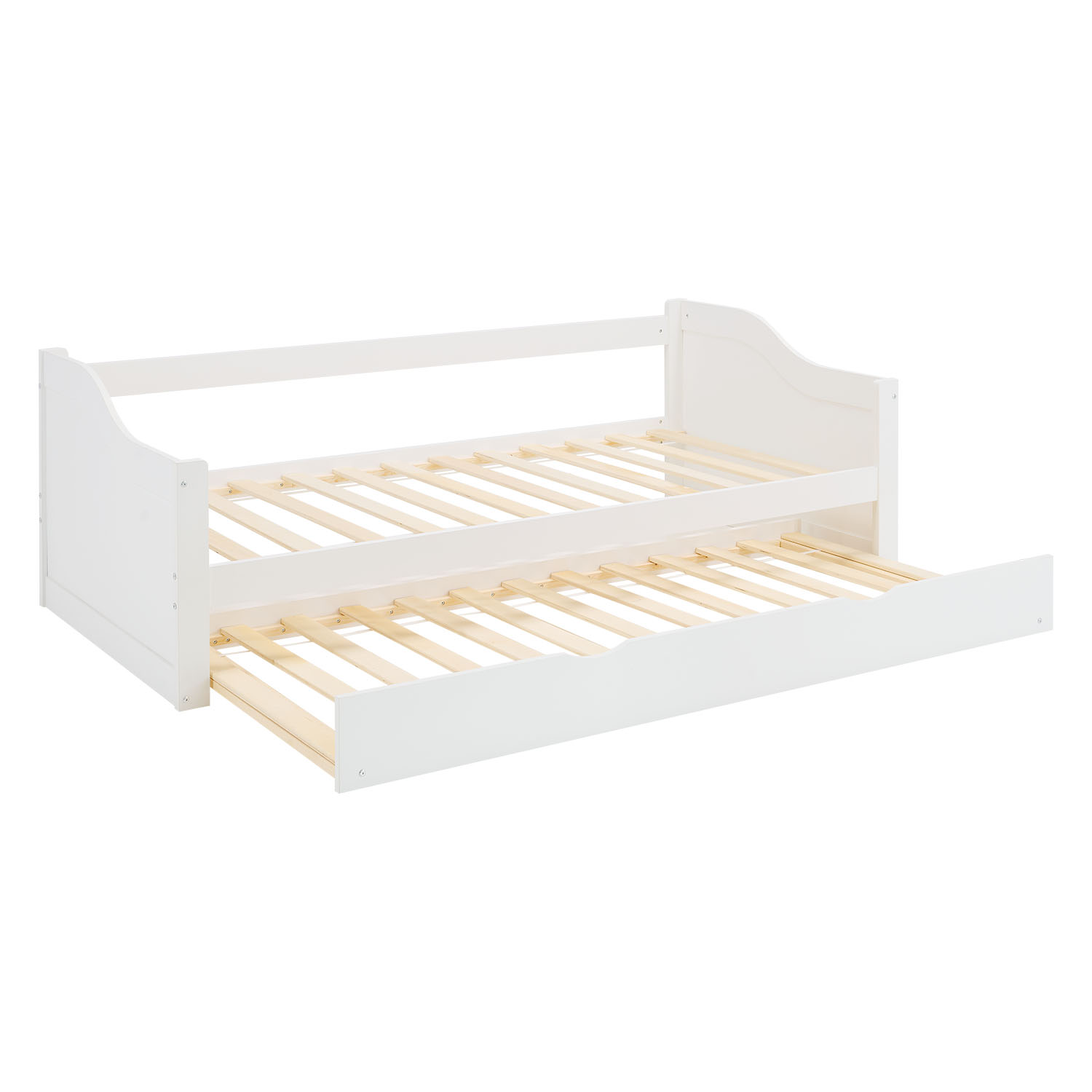 Wooden Bed 90x200 cm White | Pull-out | Bunk Bed | With Mattress | Pull-out Bed, Duo Bed, Functional Bed
