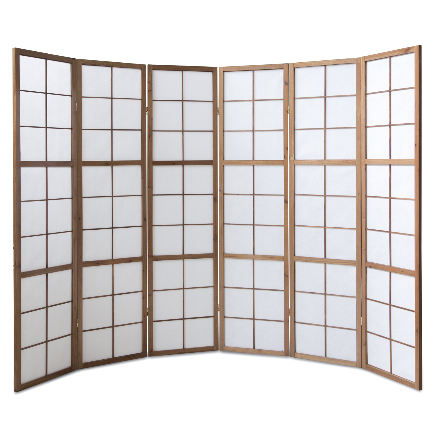 Paravent Brown Shoji Rice Paper White | 6-panel | Wood | Room Divider Partition Privacy Screen