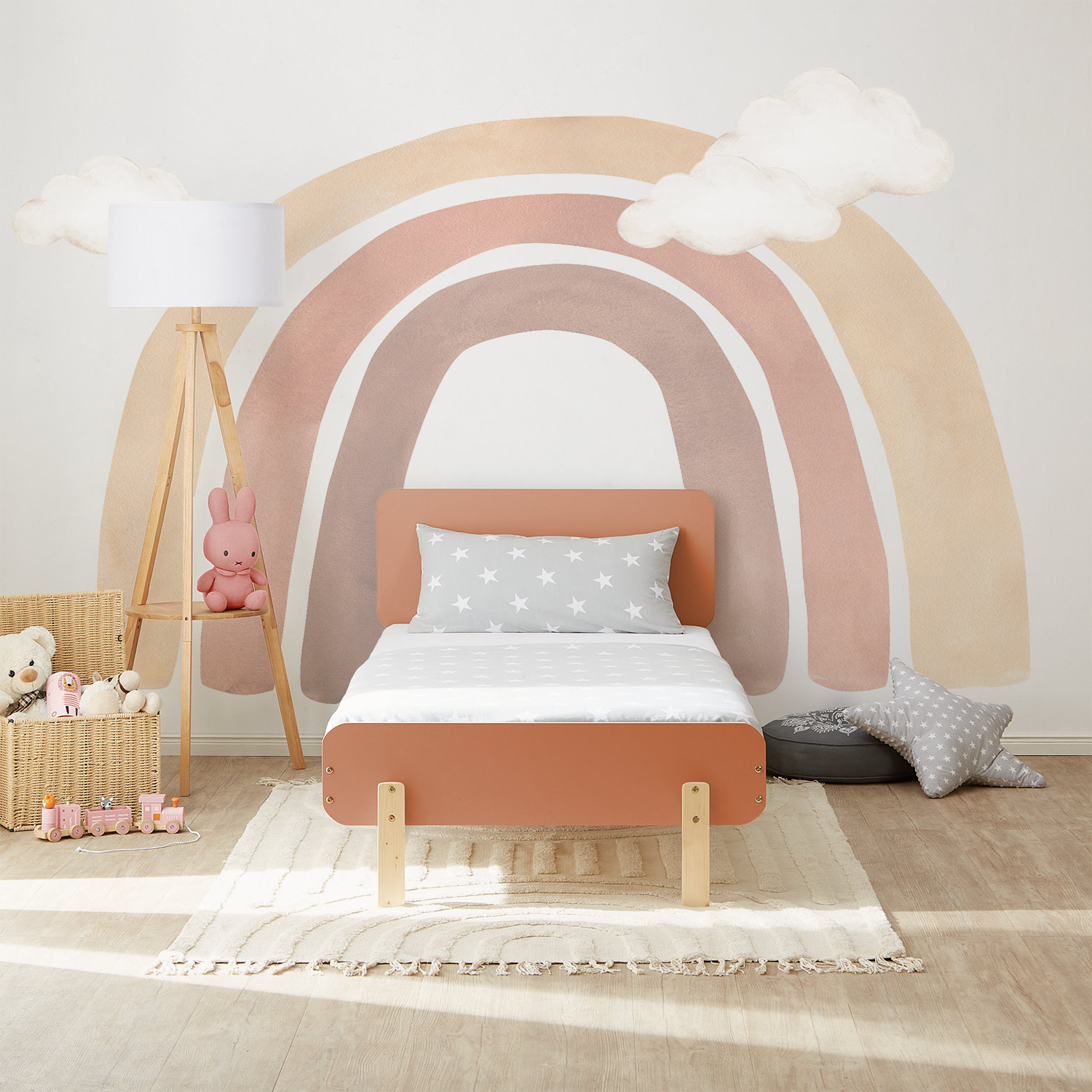 Wood Bed 90x200 cm Red Natural | Retro Bed | Single Bed | with Slatted Frame | Kids Youth Guest Bedroom Single bed 90x200 cm White Red Green Wooden Bed frame Kids bed Childrens bed Guest bed Mattress  Slatted frame