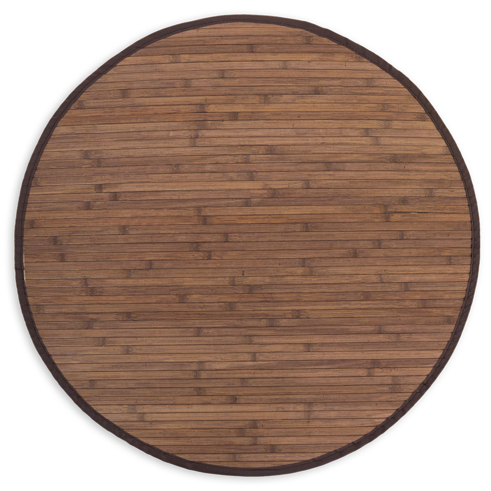 Bamboo carpet Rug 200 cm round in dark brown