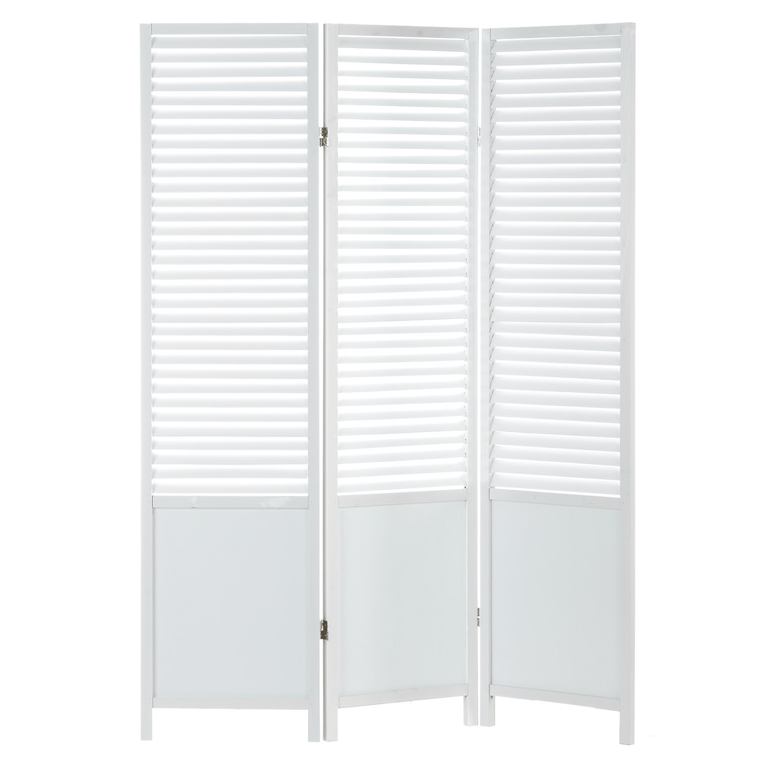 Paravent White Wooden Slats | 3-panel | Wood | Room Divider Partition Privacy Screen