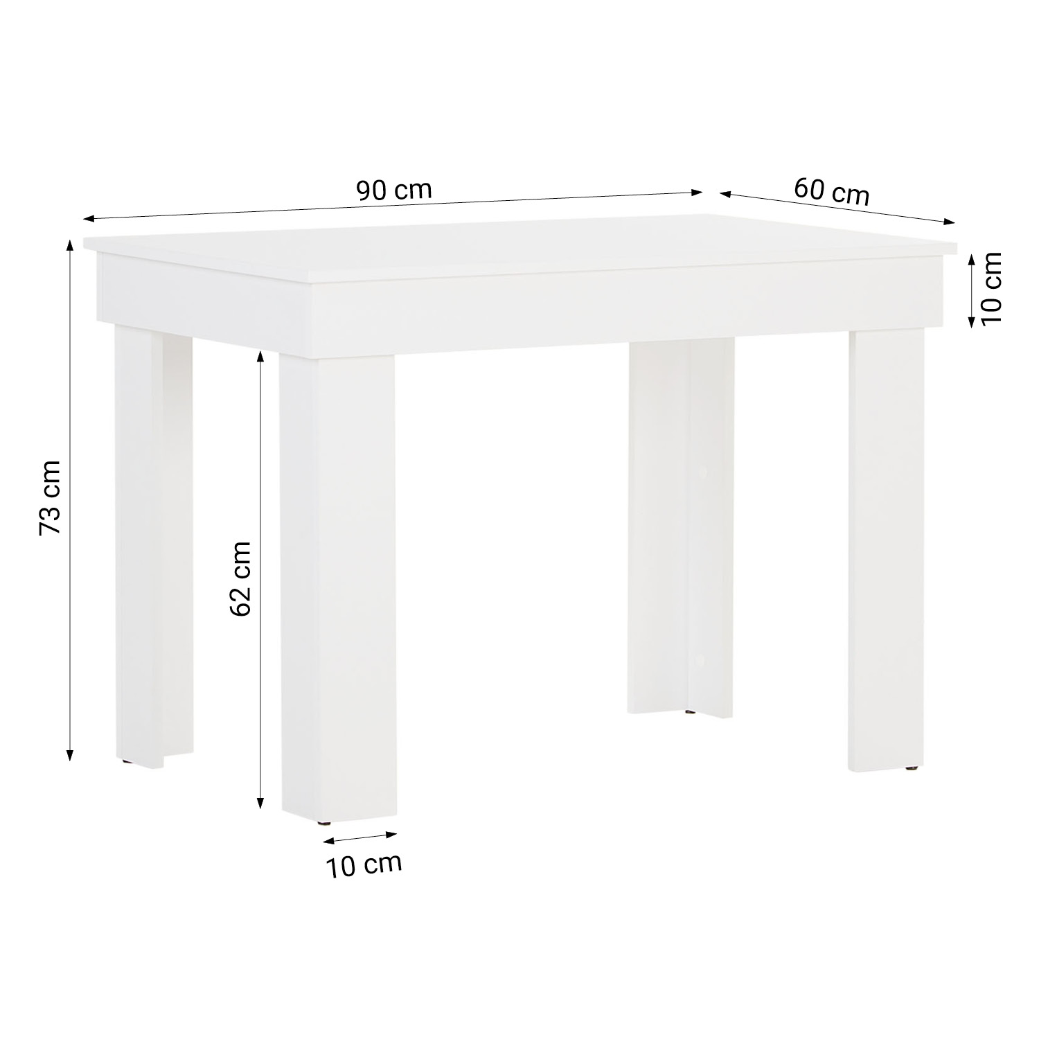 Modern Dining Table Kitchen Table Wooden Table 90x60 cm White 2 Seater Living Room
