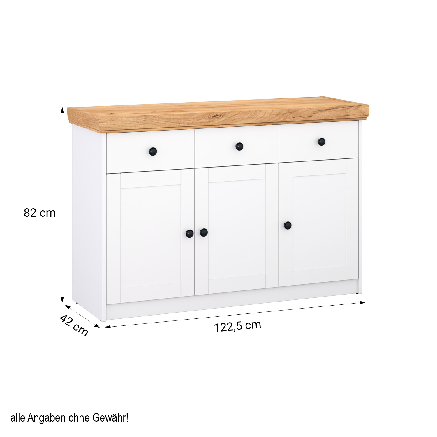 Chest of Drawers Sideboard Oak Matt White Wood Solid Cupboard Highboard