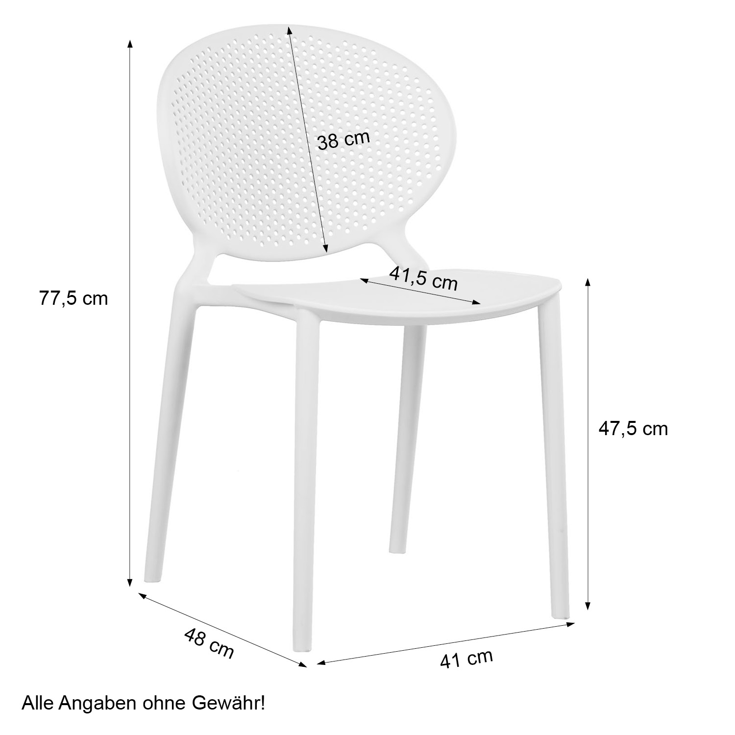 Modern Garden chair Set of 4 White Camping chairs Outdoor chairs Plastic Stacking chairs Kitchen chairs
