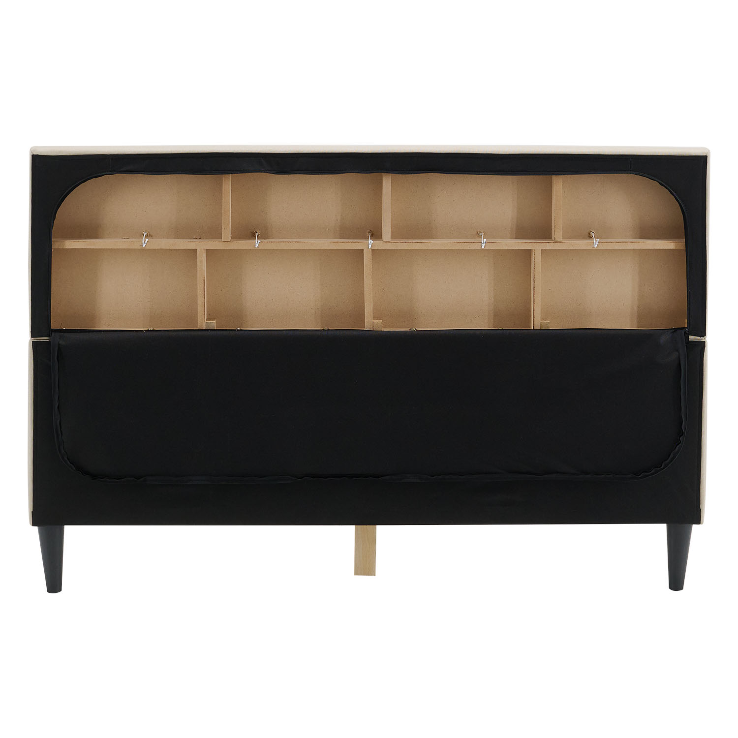 Upholstered bed 140x200 cm beige | with slatted frame | double fabric bed frame