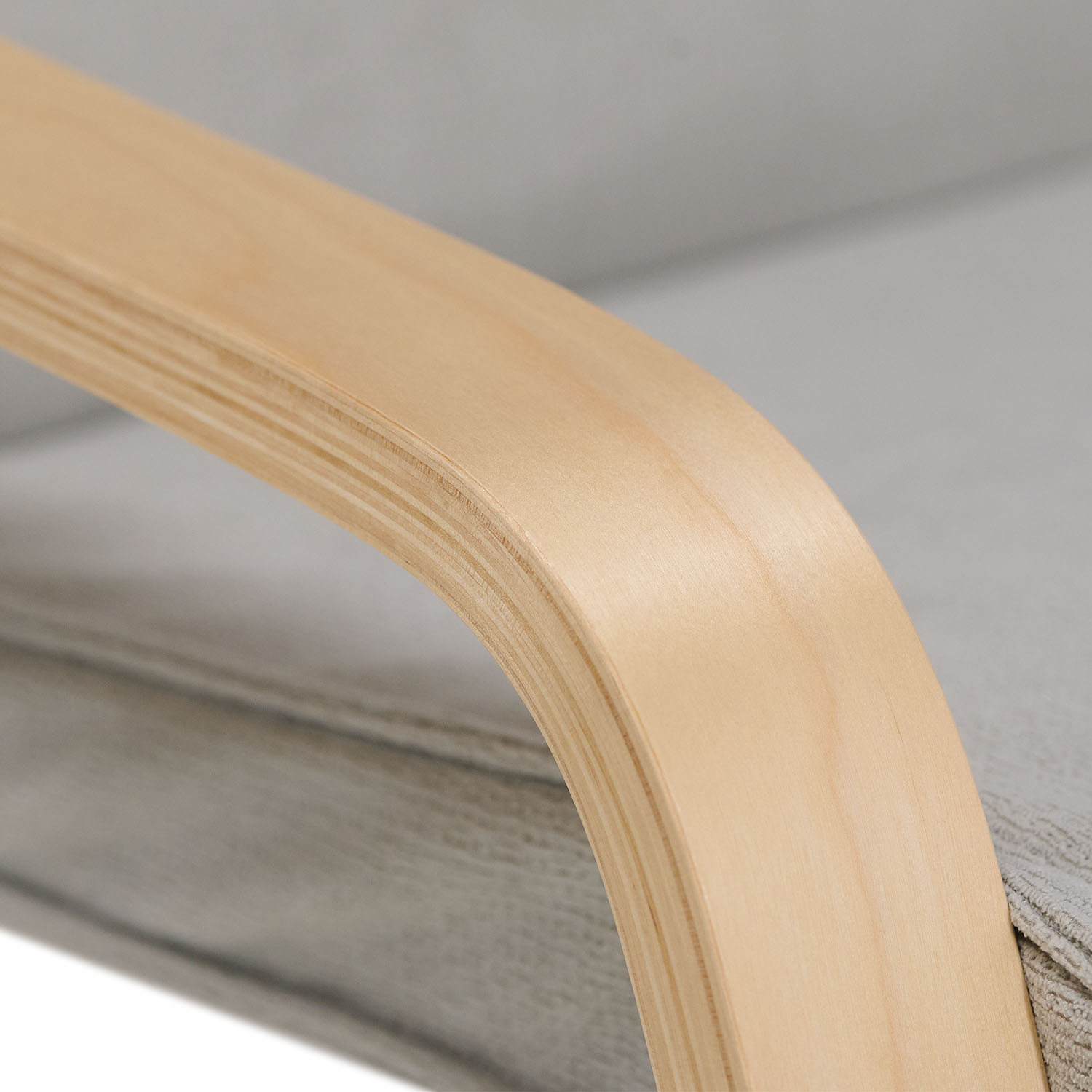 Relaxsessel Corduroy Grey | with Footrest | Natural Wood | Glider Rocking Chair Nursing Chair Recliner